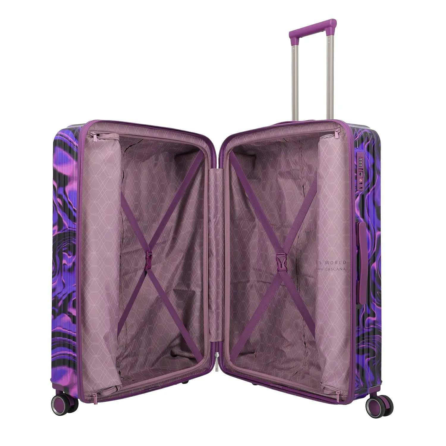 Travelite Lascana Edition Trolley L 76 cm Purple Swirl - Innenausstattung mit Packfächern und Trennwänden