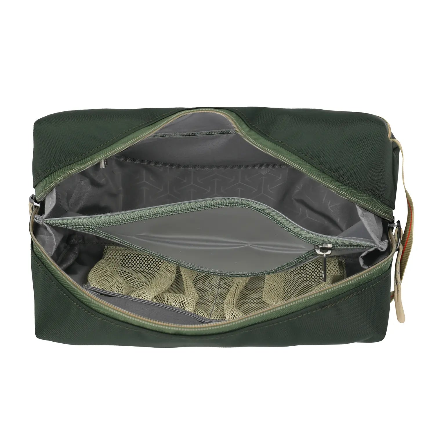 Travelite Color Craze Kulturtasche 24 cm in Oliv - Innenansicht mit Reißverschlussfach in der Mitte