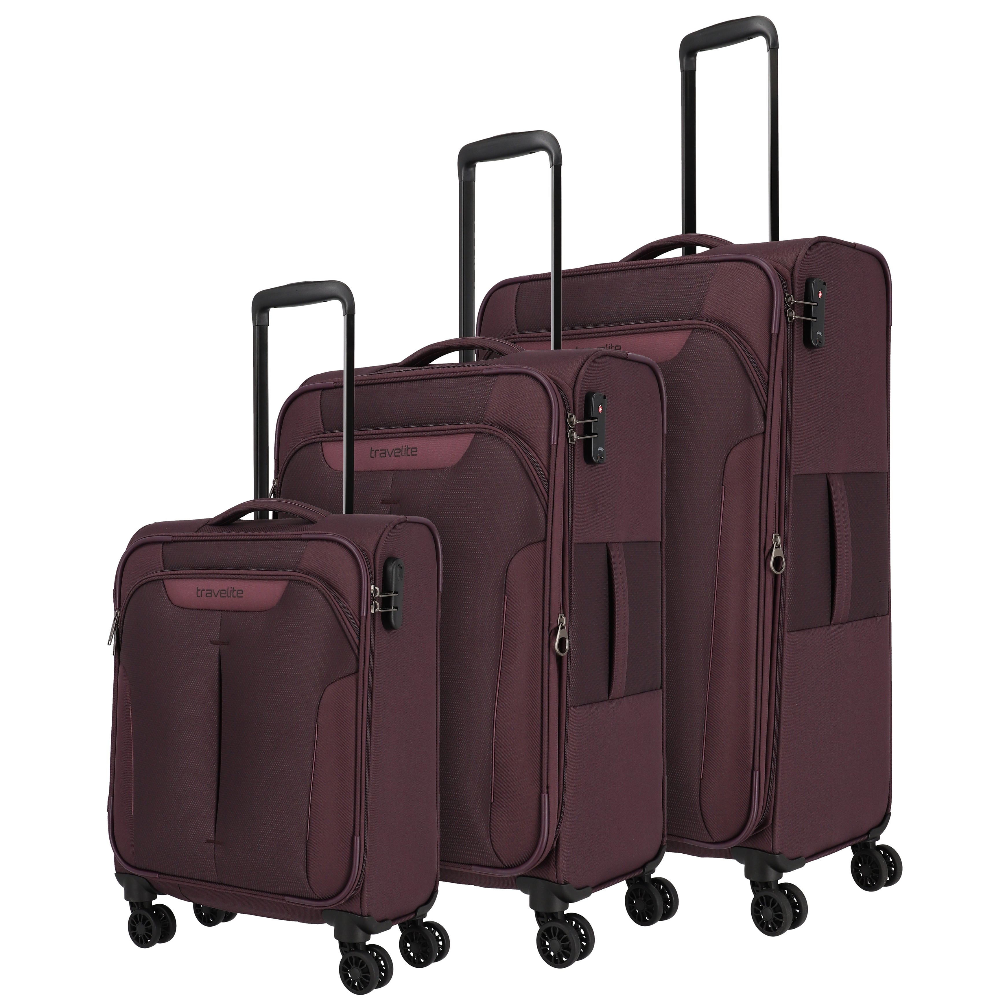 Travelite Croatia 4w L/M/S Suitcase Set - Aubergine