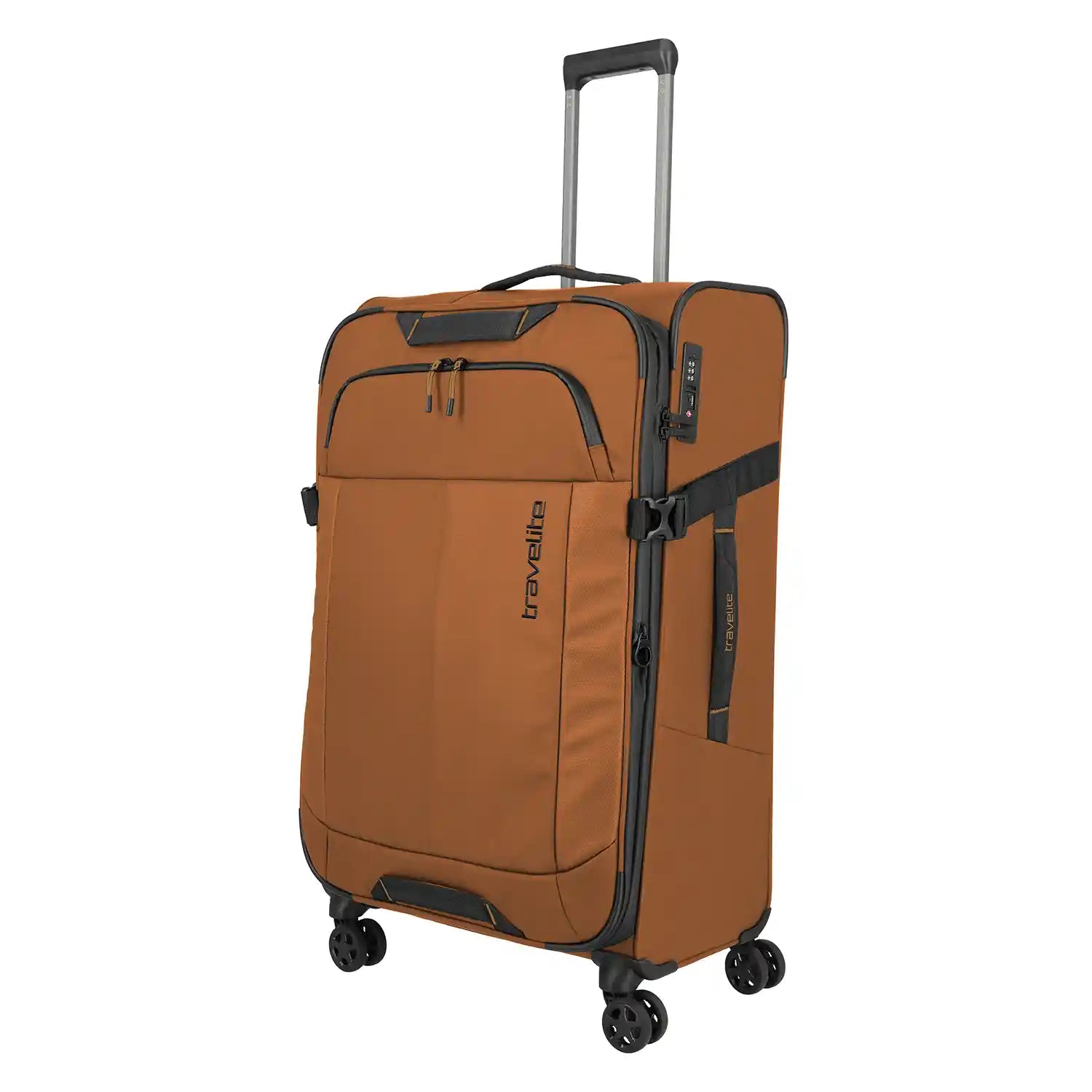 Frintansicht Travelite Briize 4-Rollen Trolley L 78 cm in Curry mit Teleskoptgestänge