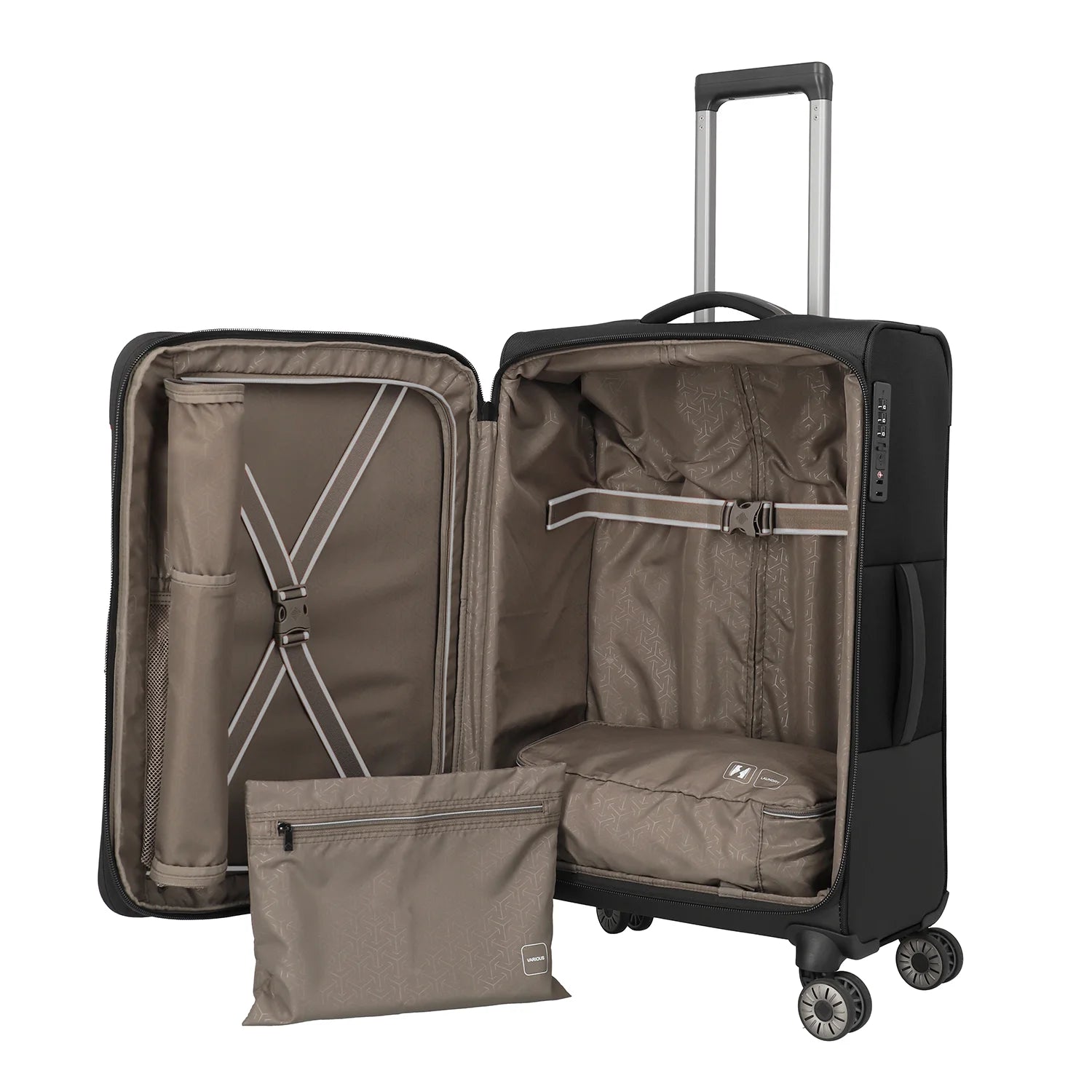 Travelite Crosslite 5.0 4-Rollen Trolley M 66 cm - Schwarz