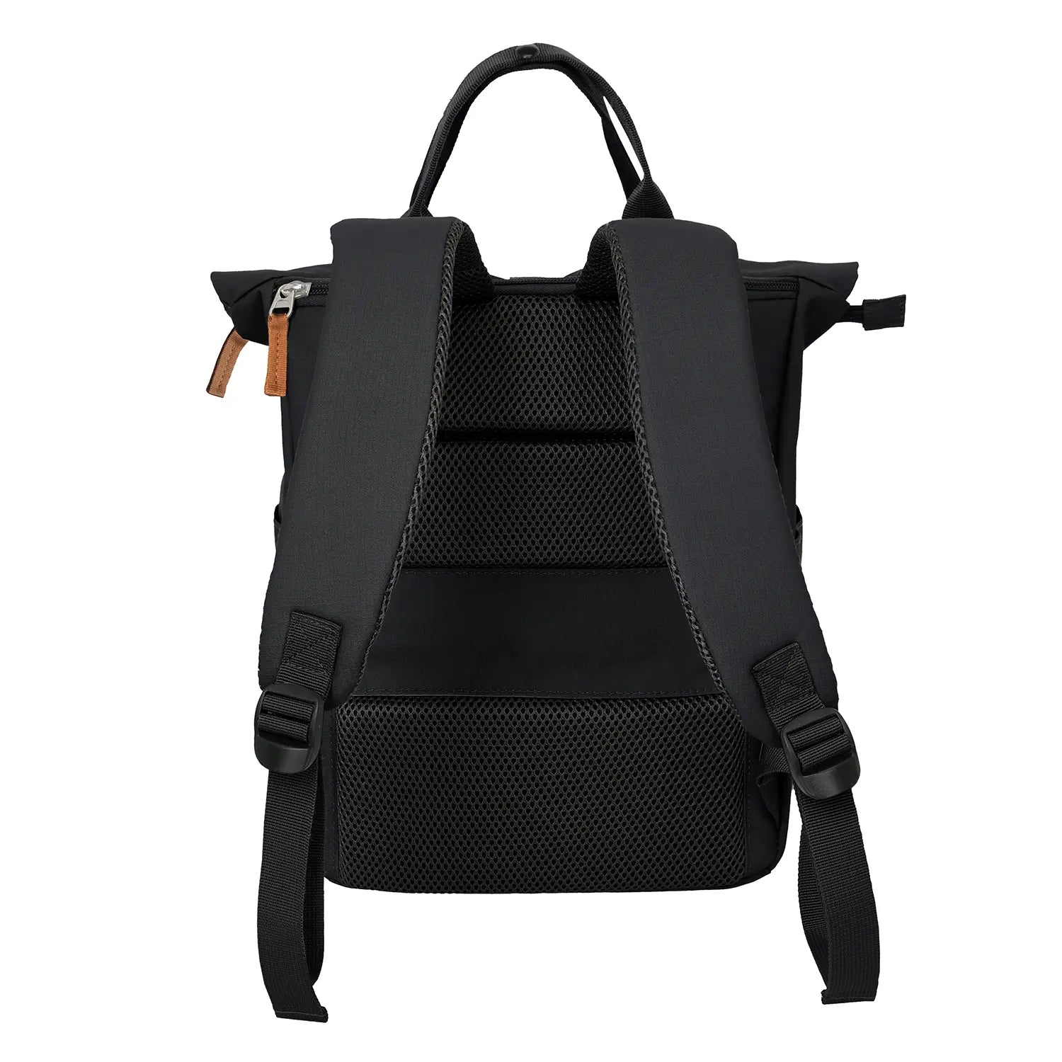 Rückansicht Travelite Basics Short Handle Rollup Backpack 37 cm – komfortable Schultergurte in Schwarz