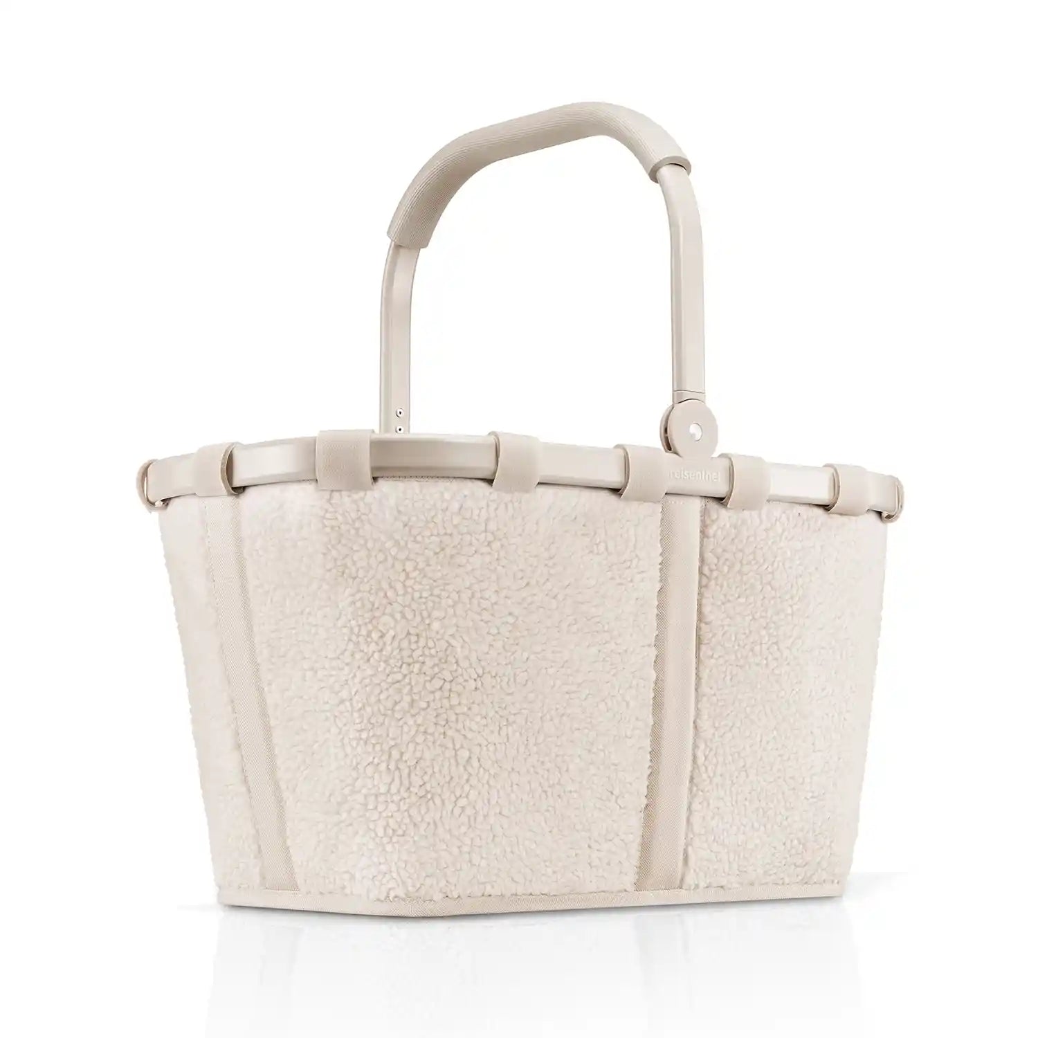 Reisenthel Shopping Carrybag Einkaufskorb 48 cm Teddy Sand – moderner Einkaufskorb aus kuscheligem Teddy-Stoff