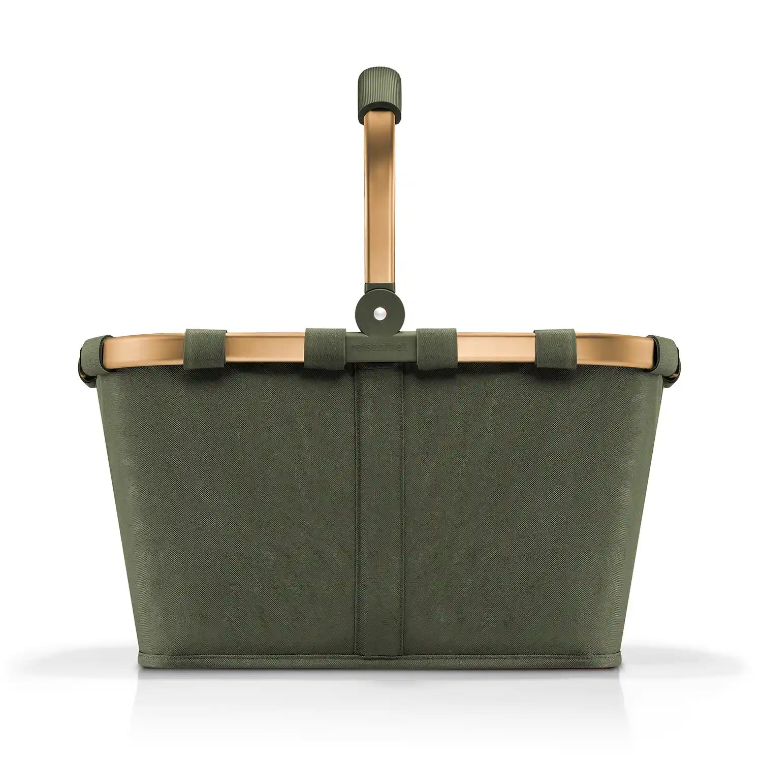Frontansicht Reisenthel Carrybag Forest Gold – stabiler Einkaufskorb mit Aluminiumrahmen und Reißverschlussfach
