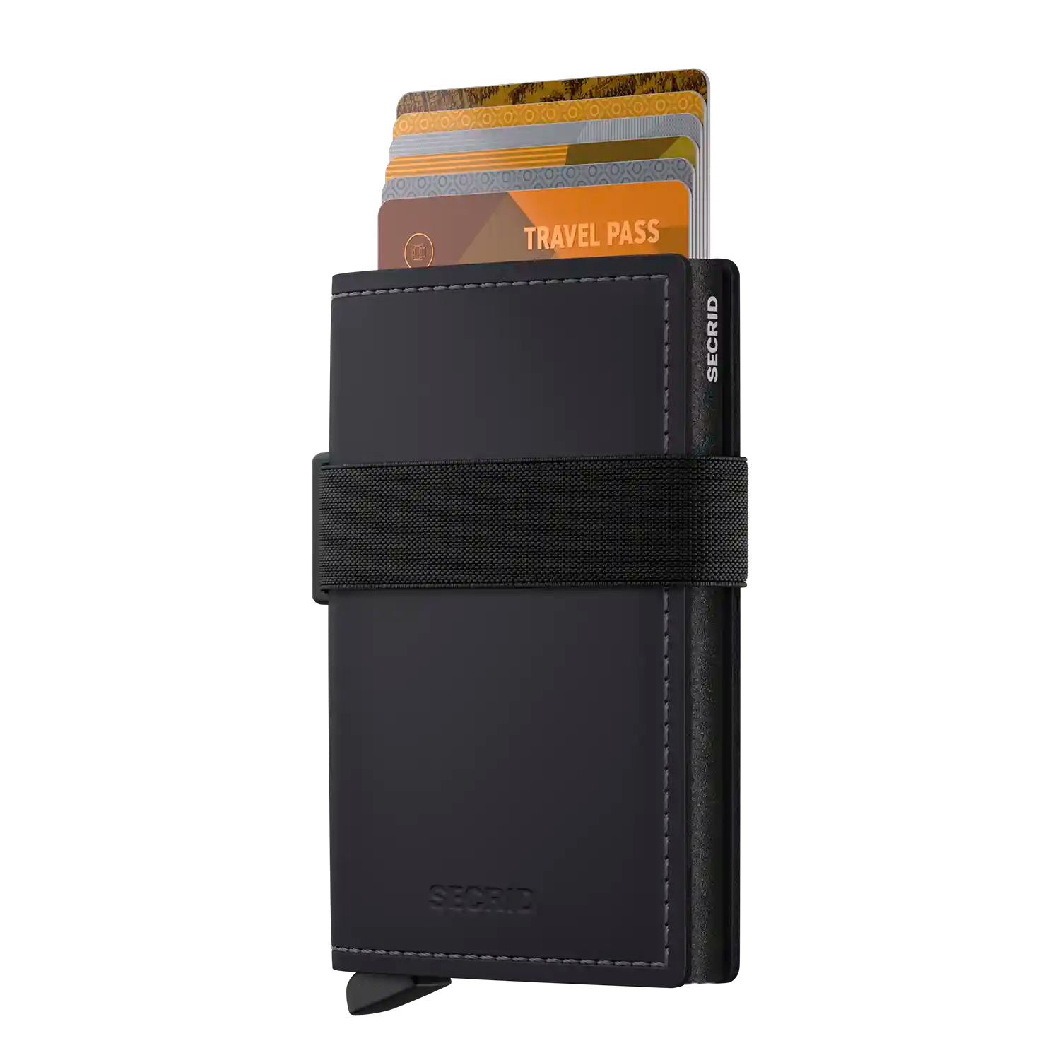 Secrid Bandwallet Black-Black - RFID-Schutz mit ausgeschobenen Karten und Gummiband