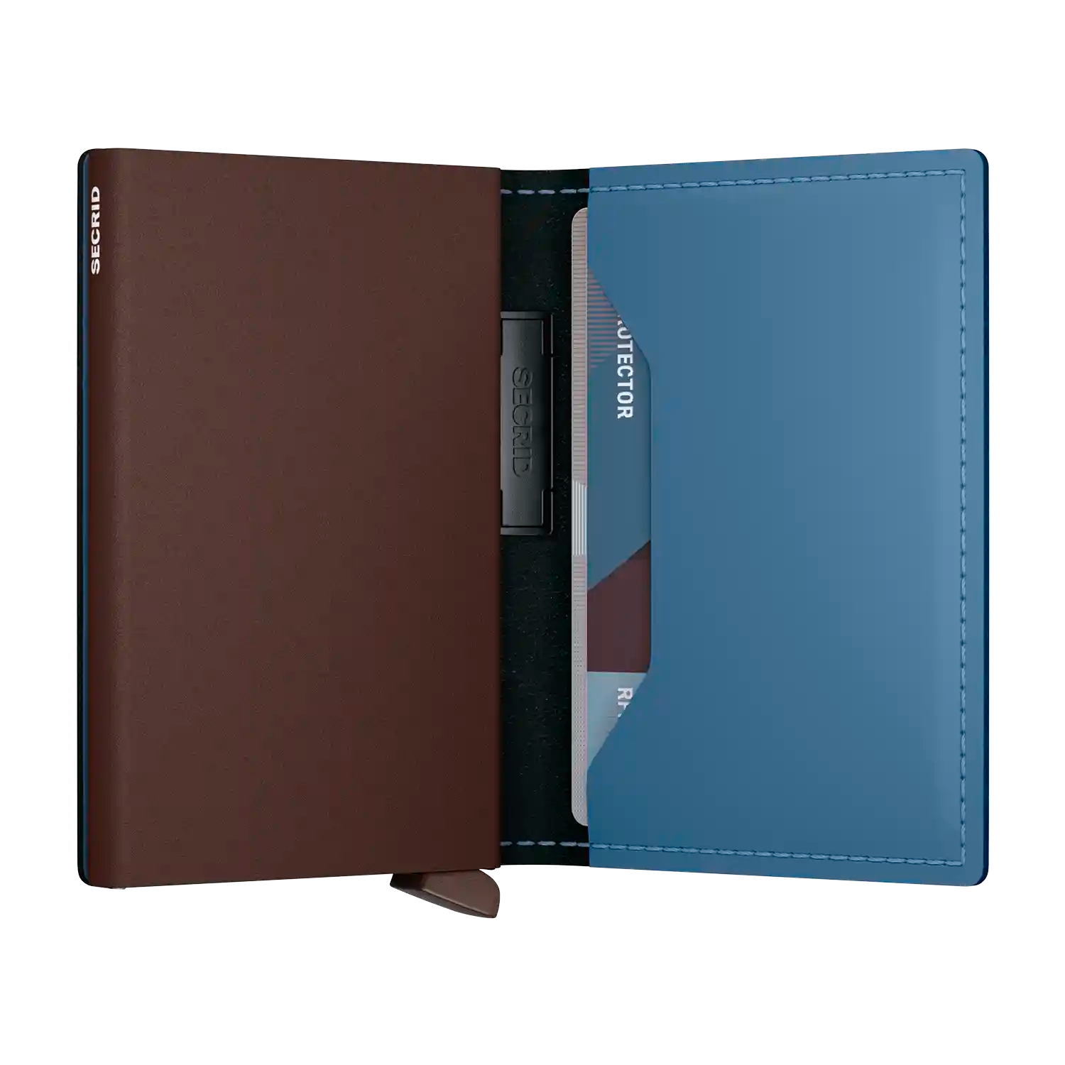 Innenansicht Secrid Wallets Bandwallet Matte Steel Blue-Brown 10 cm mit Cardprotector