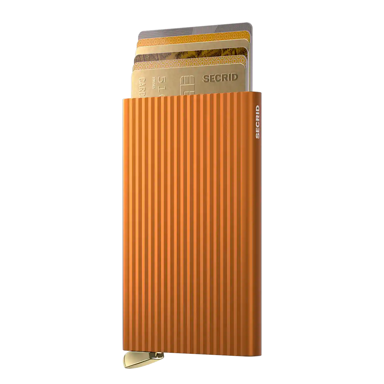 Secrid Premium Cardprotector Fluted Orange 10 cm Wallet für bis zu 6 Karten im RollenDesign ähnlich wie Rimowa