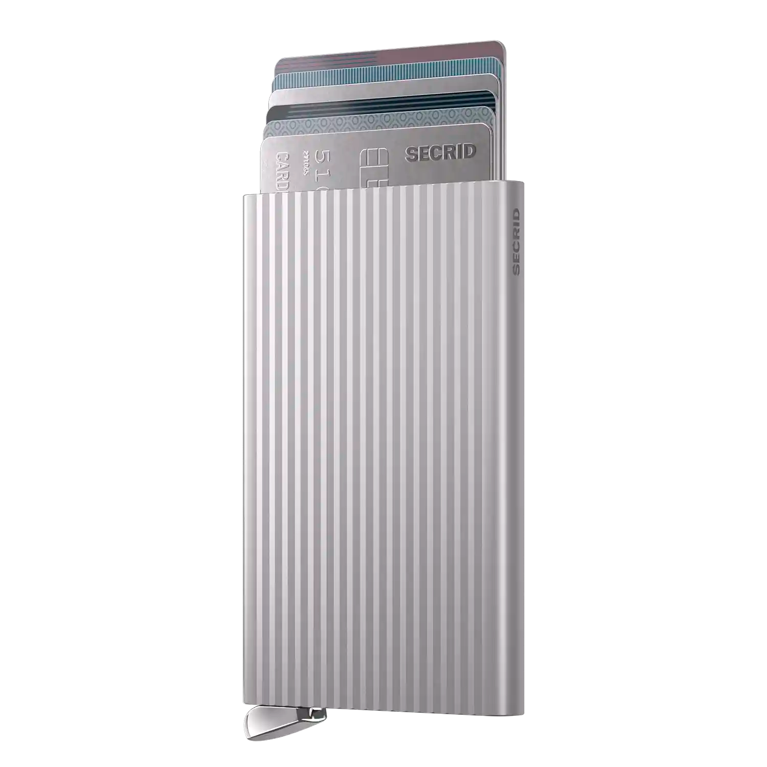 Secrid Premium Cardprotector Fluted Silver 10 cm Wallet für bis zu 6 Karten im Rimowa-Rillen-Design