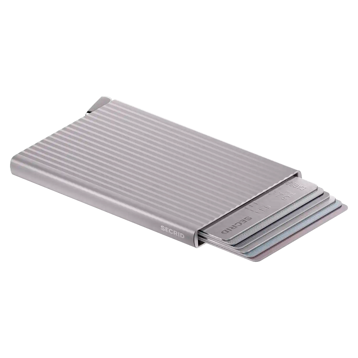 Struktur-Detail Secrid Premium Cardprotector Fluted Silver Aluminium Wallet 10 cm wie bei RImowa