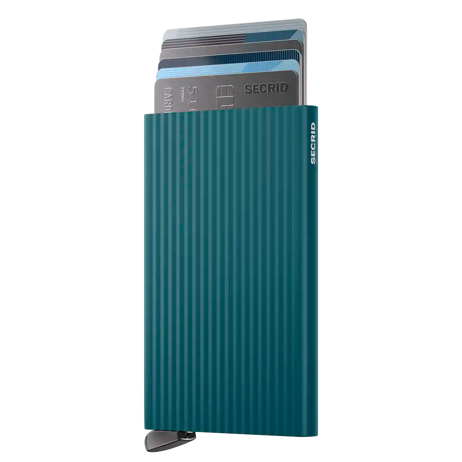 Secrid Premium Cardprotector Fluted Teal 10 cm Wallet für bis zu 6 Karten im Rimowa-RIllen-Design