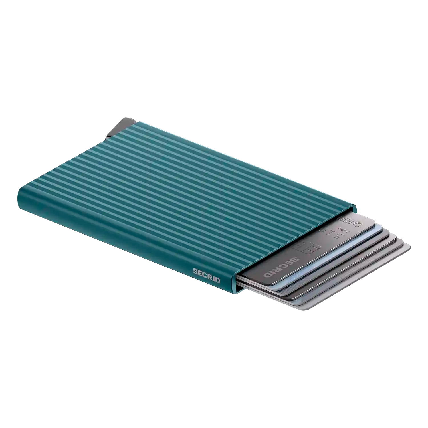 Struktur-Detail Secrid Premium Cardprotector Fluted Teal Aluminium Wallet 10 cm ähnlich wie Rimowa Koffer