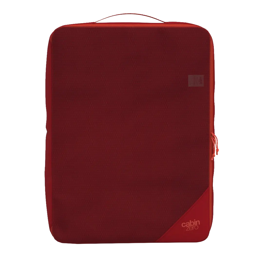 CabinZero Classic Packing Cube Large 35 cm in Fiesta Red - Frontansicht mit Griff oben