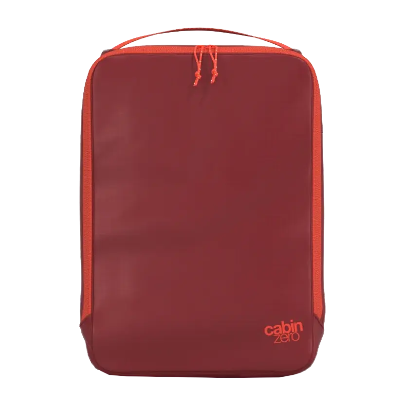 CabinZero Ultralight Packing Cube Medium 25 cm in Fiesta Red - Frontansicht mit Griff oben