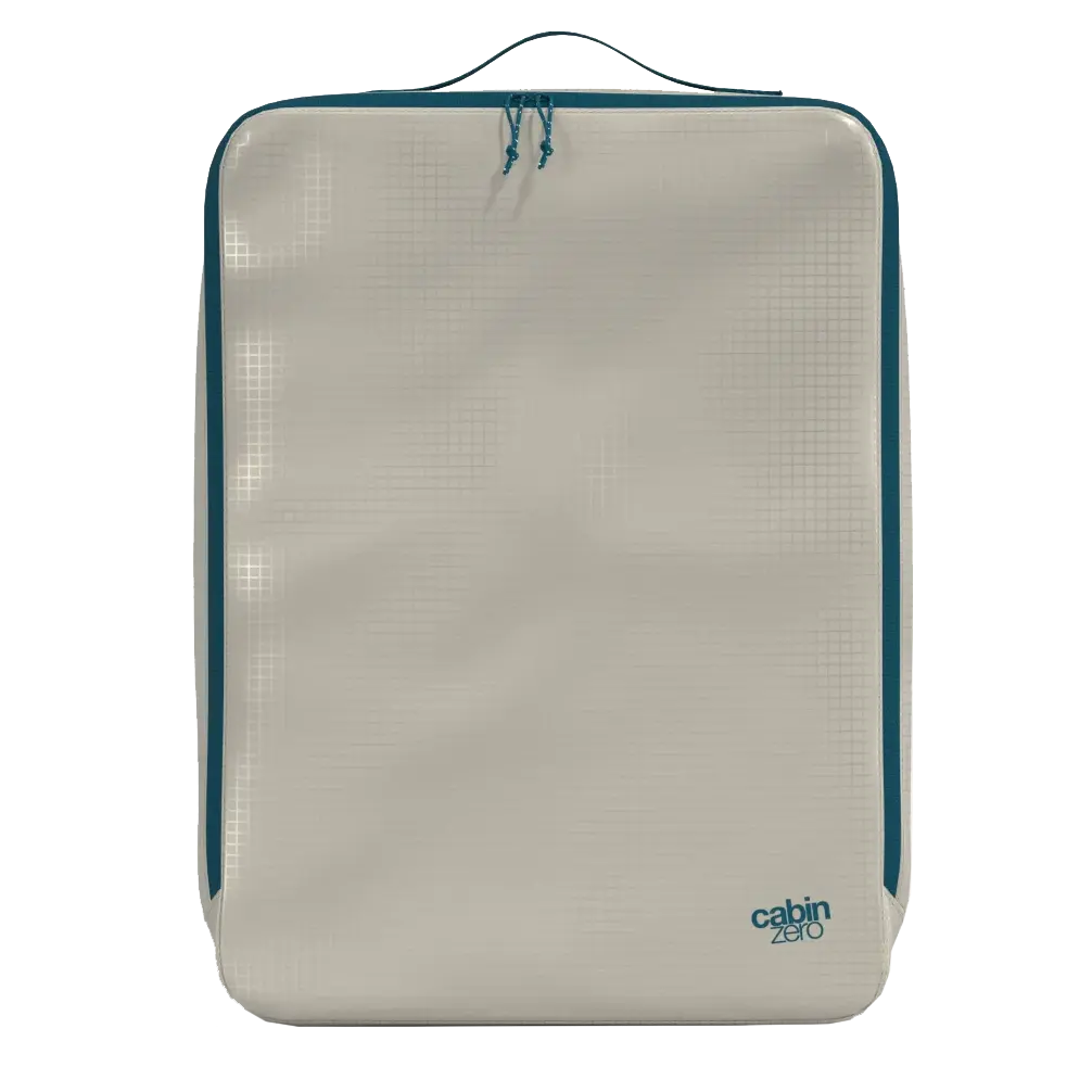 CabinZero Ultralight Packing Cube Large 35 cm in Oyster White - Frontansicht mit Griff oben