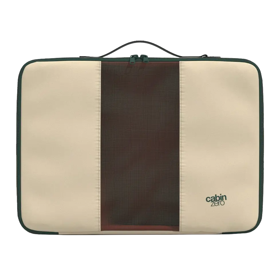 CabinZero Lux Packing Cube Large 35 cm in Cebu Sands - Frontansicht mit Griff oben