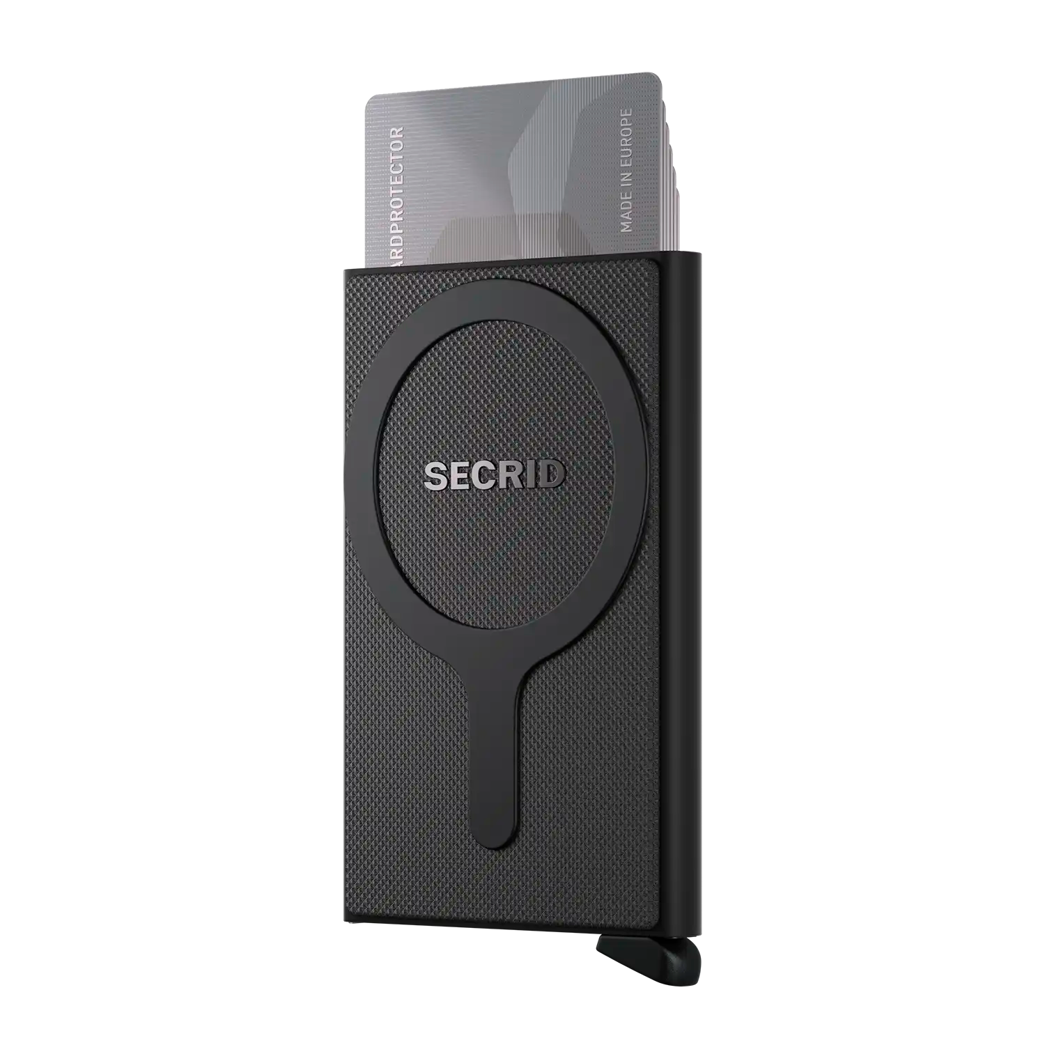 Secrid Cardprotector for MagSafe schwarz geöffnet mit herausgleitenden Karten