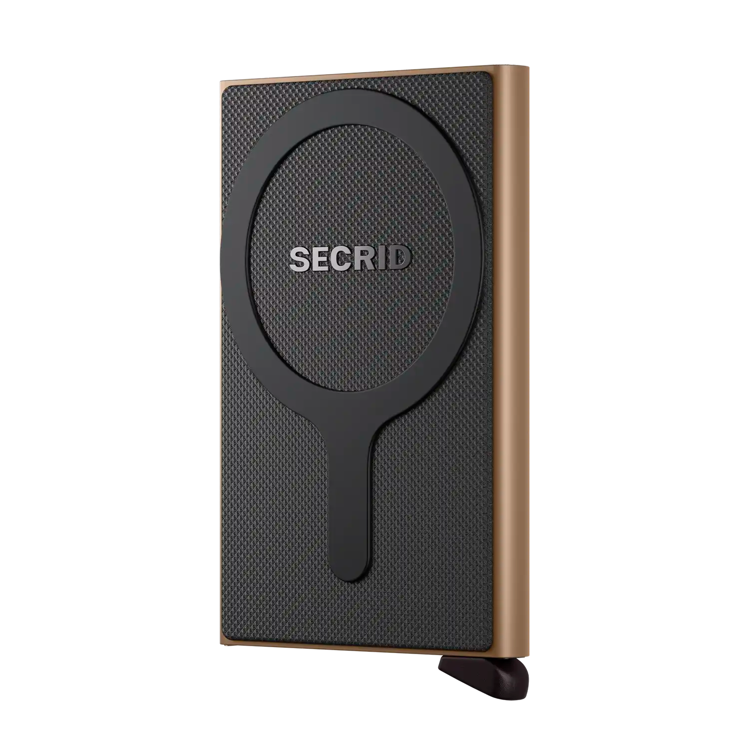 Secrid Cardprotector for MagSafe Sand – Vorderansicht des eleganten Aluminium-Kartenetuis
