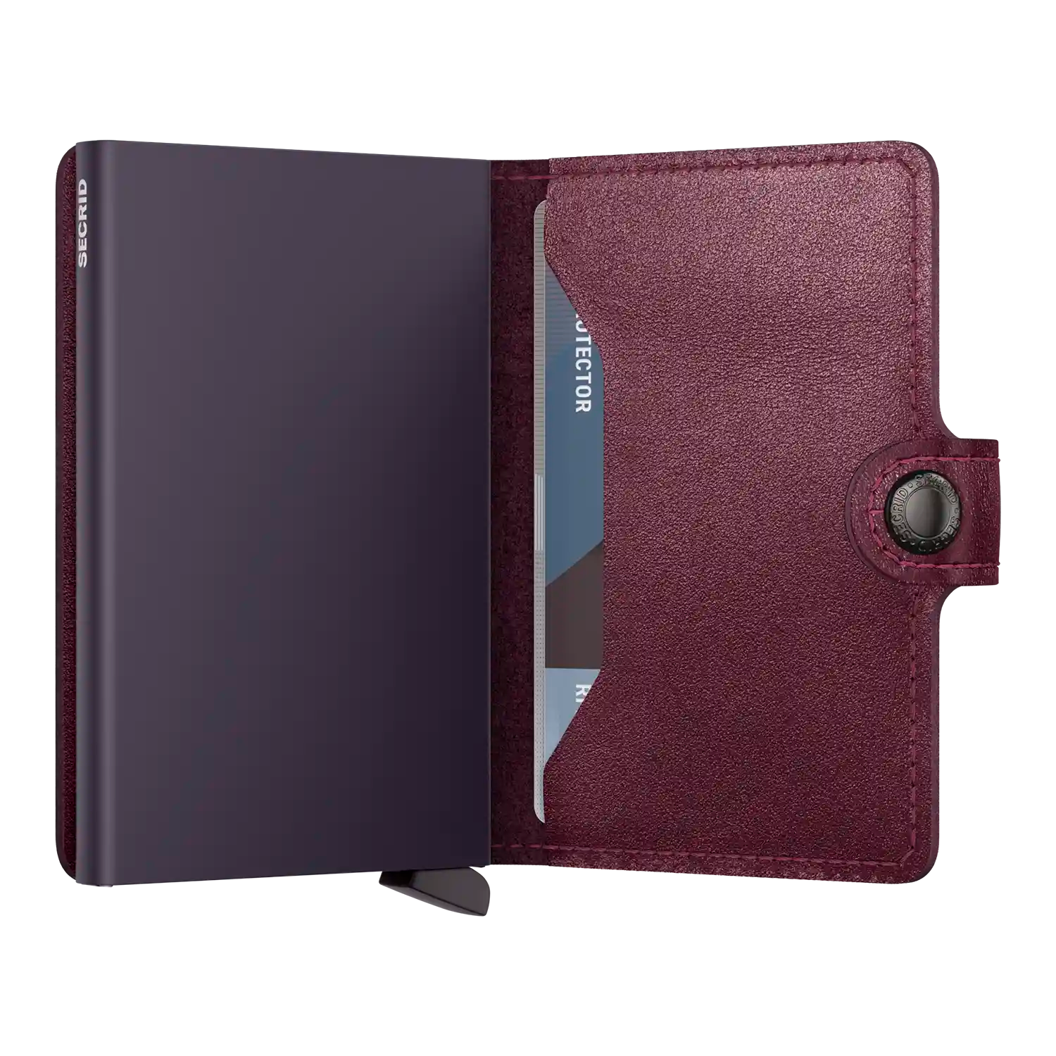 Secrid Wallets Miniwallet Original 10 cm in Cranberry - Aufgeklappte Ansicht mit Kartenfächern ohne Münzfach