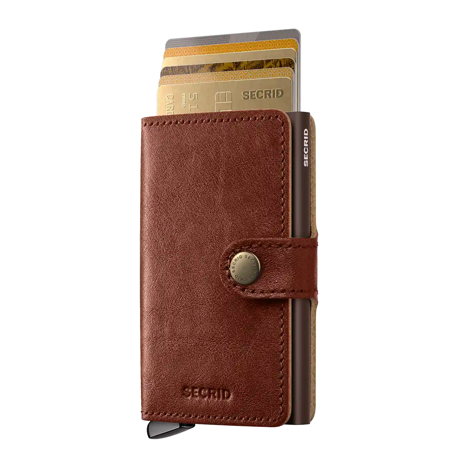 Secrid Miniwallet Basco Whiskey+ Detailansicht - RFID-Schutz Kartenetui mit Aluminium-Mechanismus