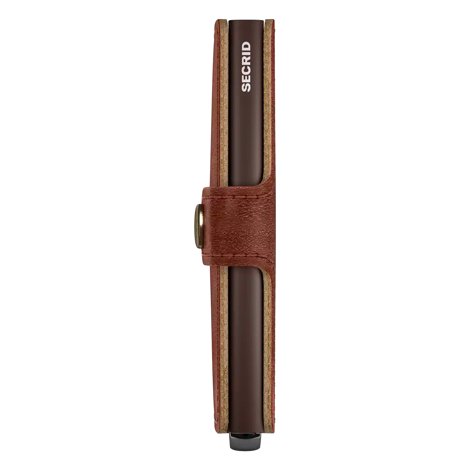 Secrid Miniwallet Basco Whiskey+ Seitenansicht - kompaktes 10 cm Portemonnaie aus Premium-Leder