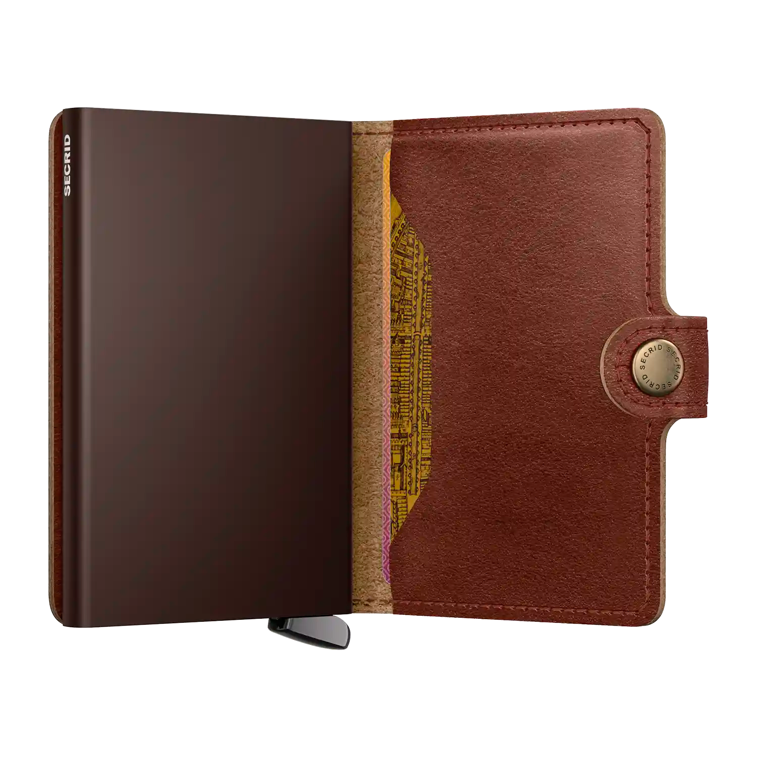 Secrid Miniwallet Basco Wiskey+ Rückseite - hochwertiges Leder-Kartenetui mit RFID-Schutz
