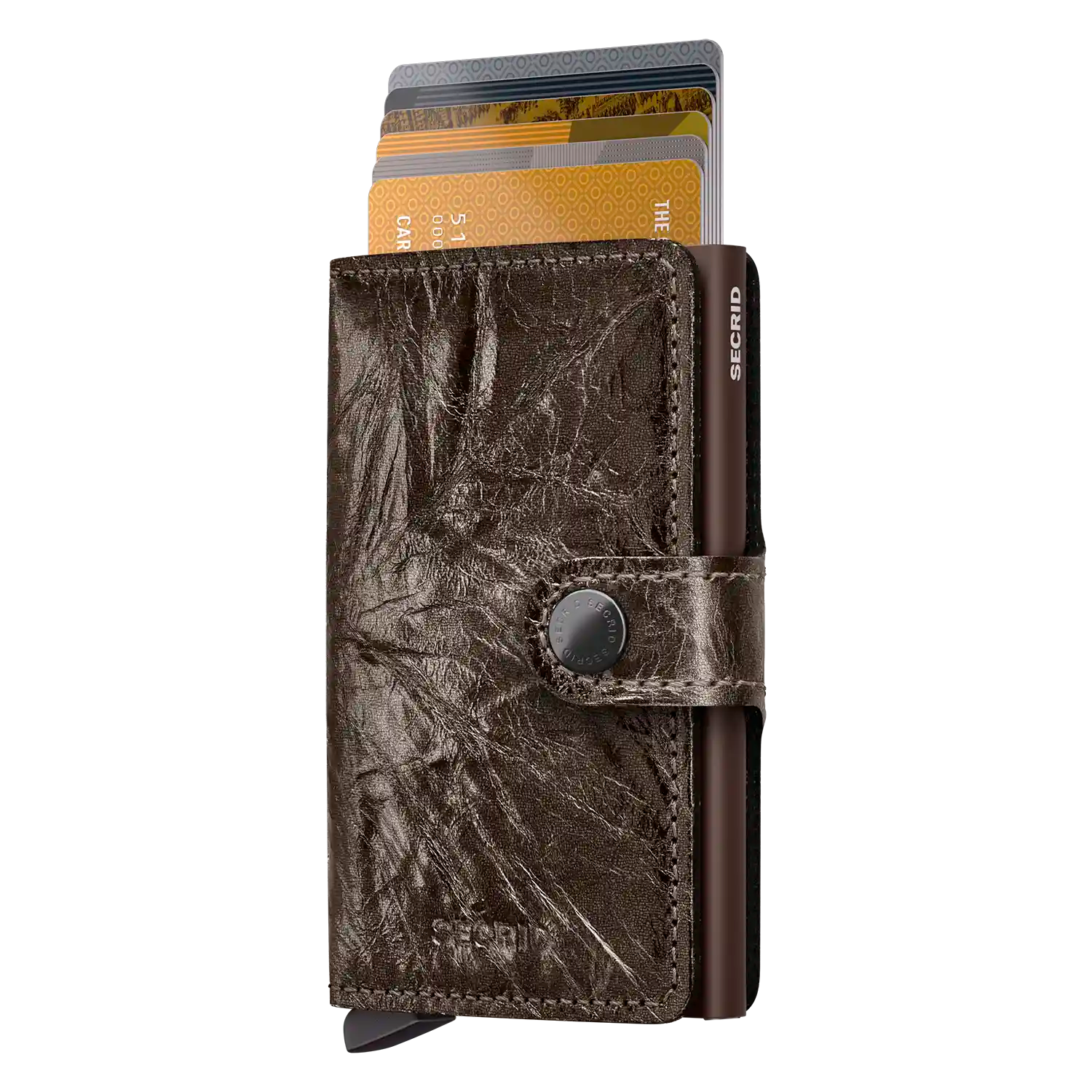 Secrid Miniwallet Bronze Crunch - Strukturiertes Leder mit metallischem Bronze-Finish