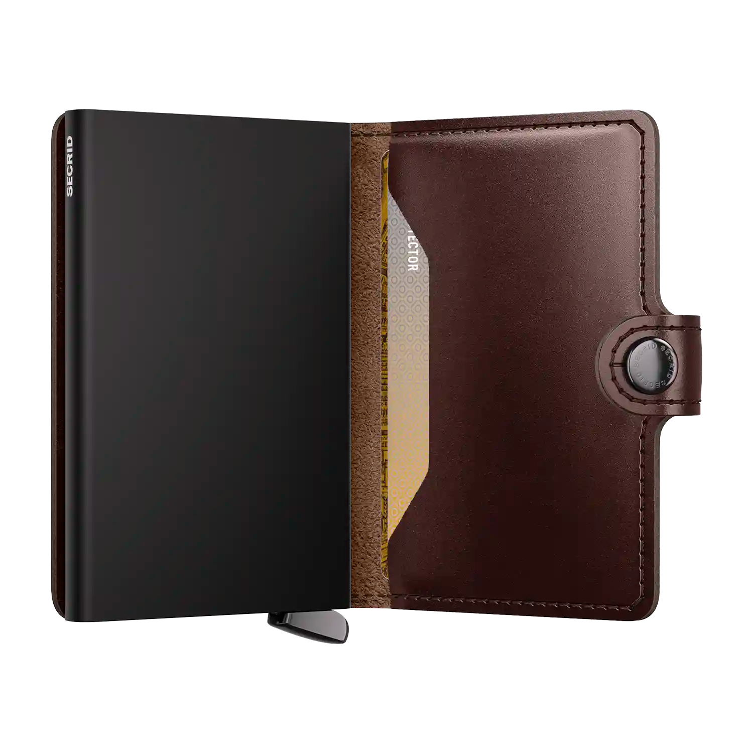 Innenansicht Secrid Premium Kollektion Miniwallet Dusk Dark Brown 10 cm mit Cardprotector