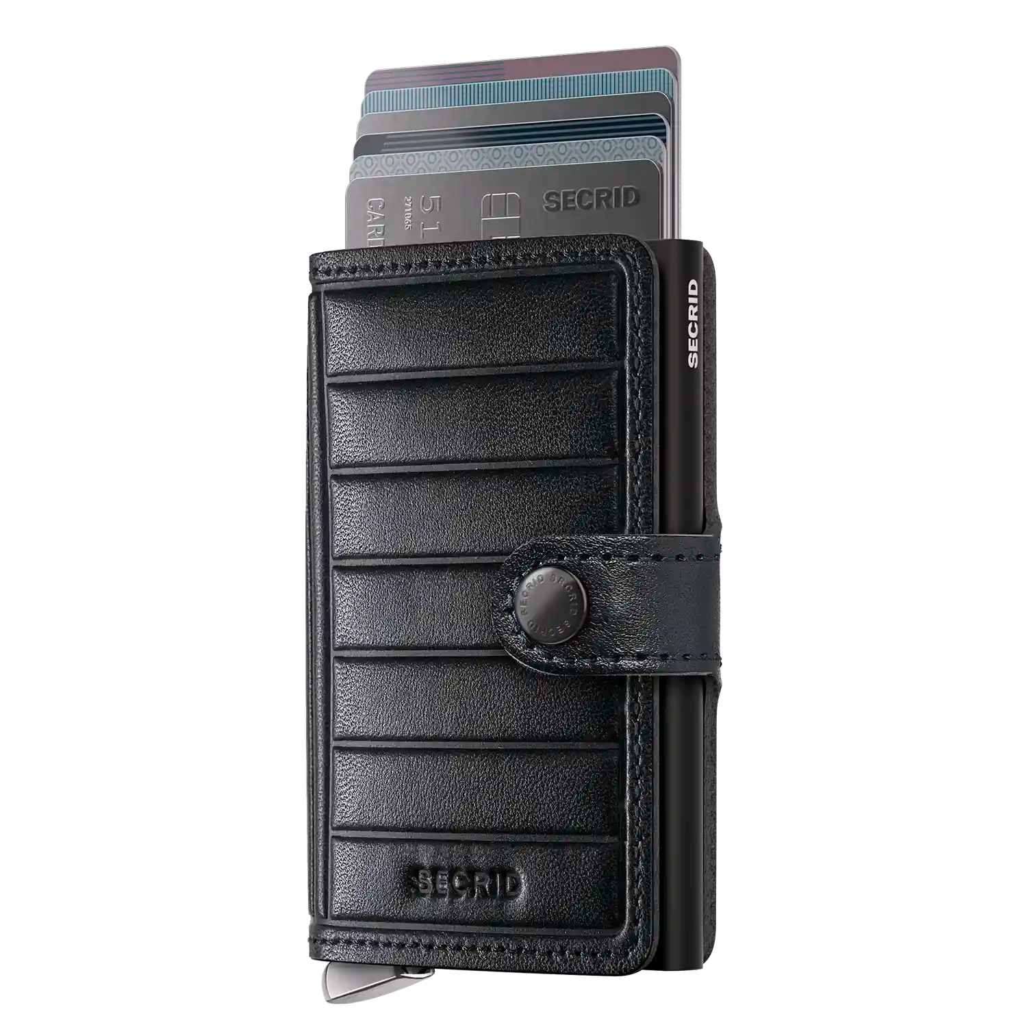 Secrid Miniwallet Emboss Lines Black Premium Kollektion 10 cm Wallet aus geprägtem Leder