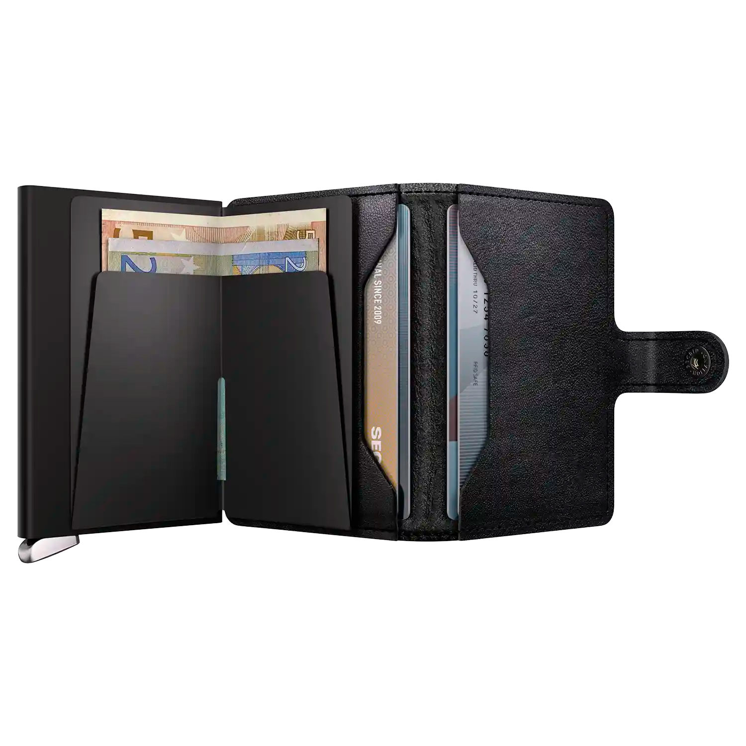 Secrid Miniwallet Emboss Lines Premium Leder Black 10 cm Wallet für Karten und Bargeld