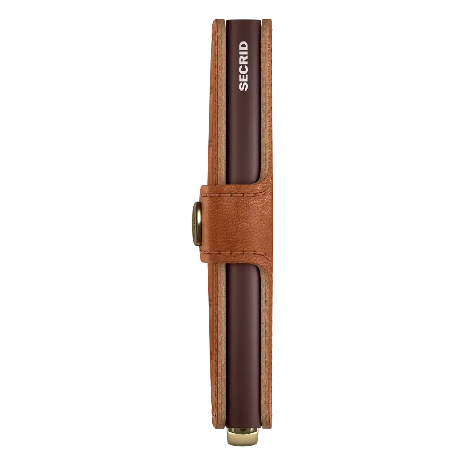 Seitenansicht Secrid Premium Miniwallet Emboss Lines Cognac 10 cm Leder-Portemonnaie