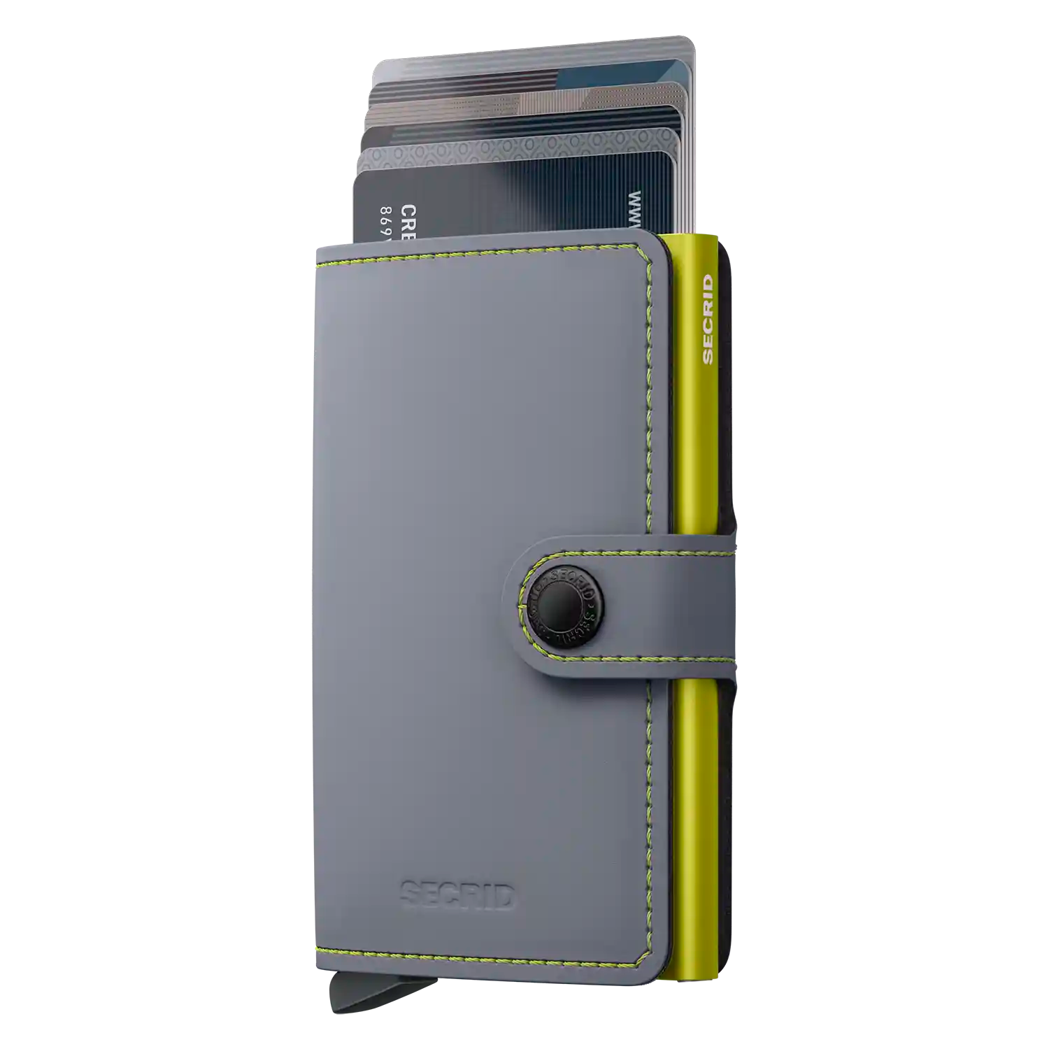 Secrid Miniwallet Matte Grey-Lime - Zweifarbiges Design mit matter Lederoberfläche