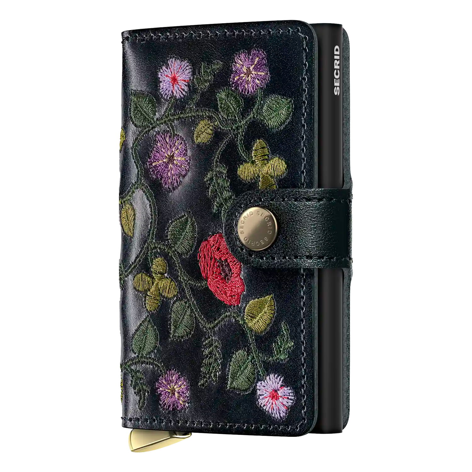 Secrid Premium Kollektion Miniwallet Stitch Floral 10 cm - Black+