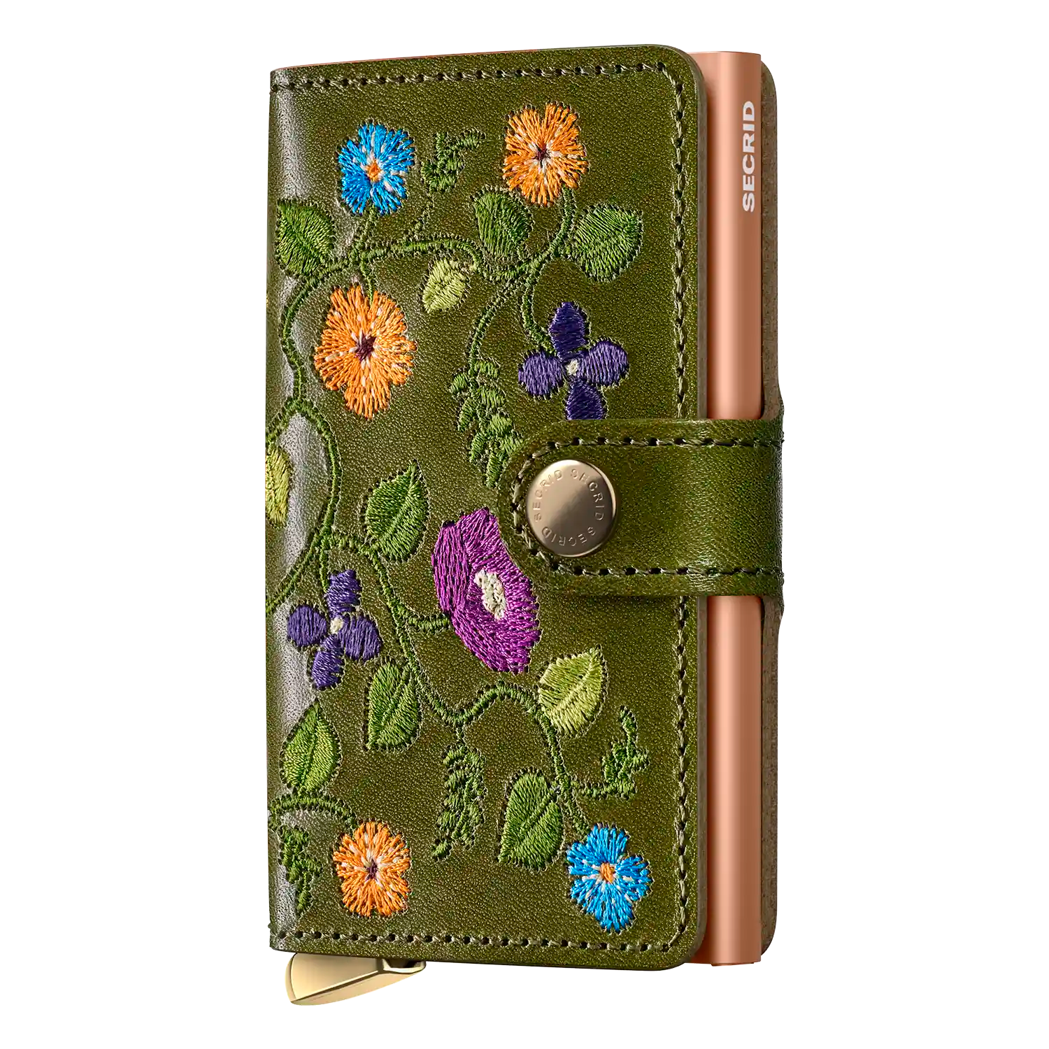 Secrid Premium Kollektion Miniwallet Stitch Floral 10 cm - Olive+
