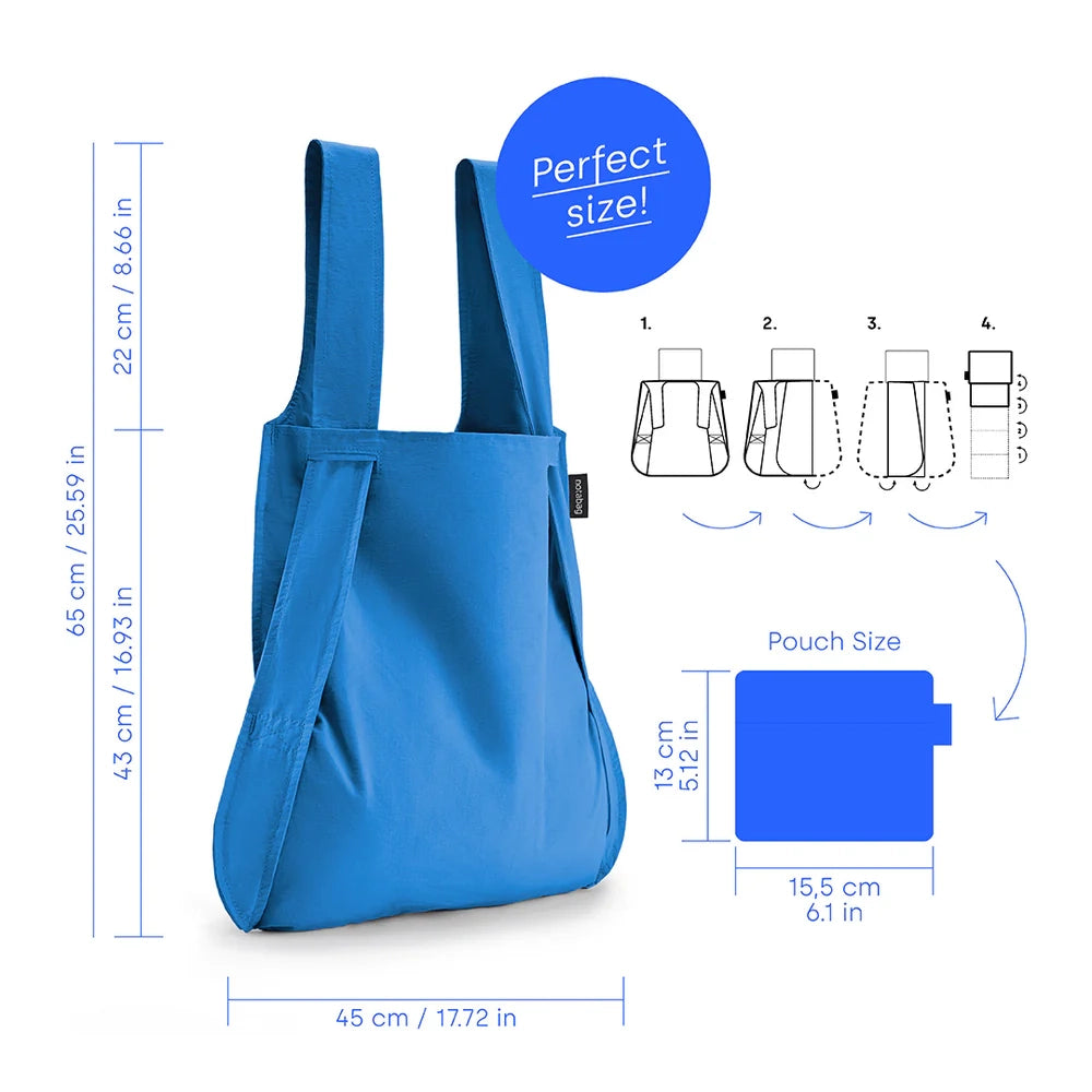 Notabag Original 65 cm Blue - Rucksack-Funktion mit verstellbaren Trägern