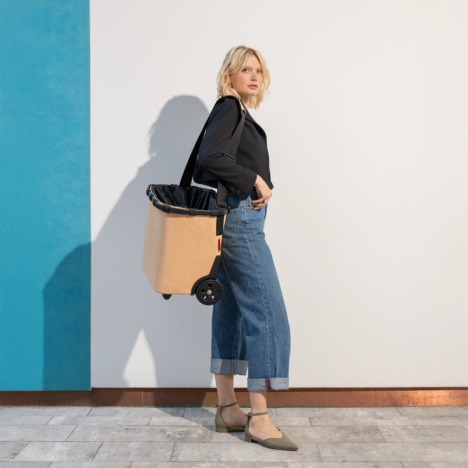 Reisenthel Shopping Carrycruiser Einkaufskorb mit Rollen 48 cm - Frame Raffia Black