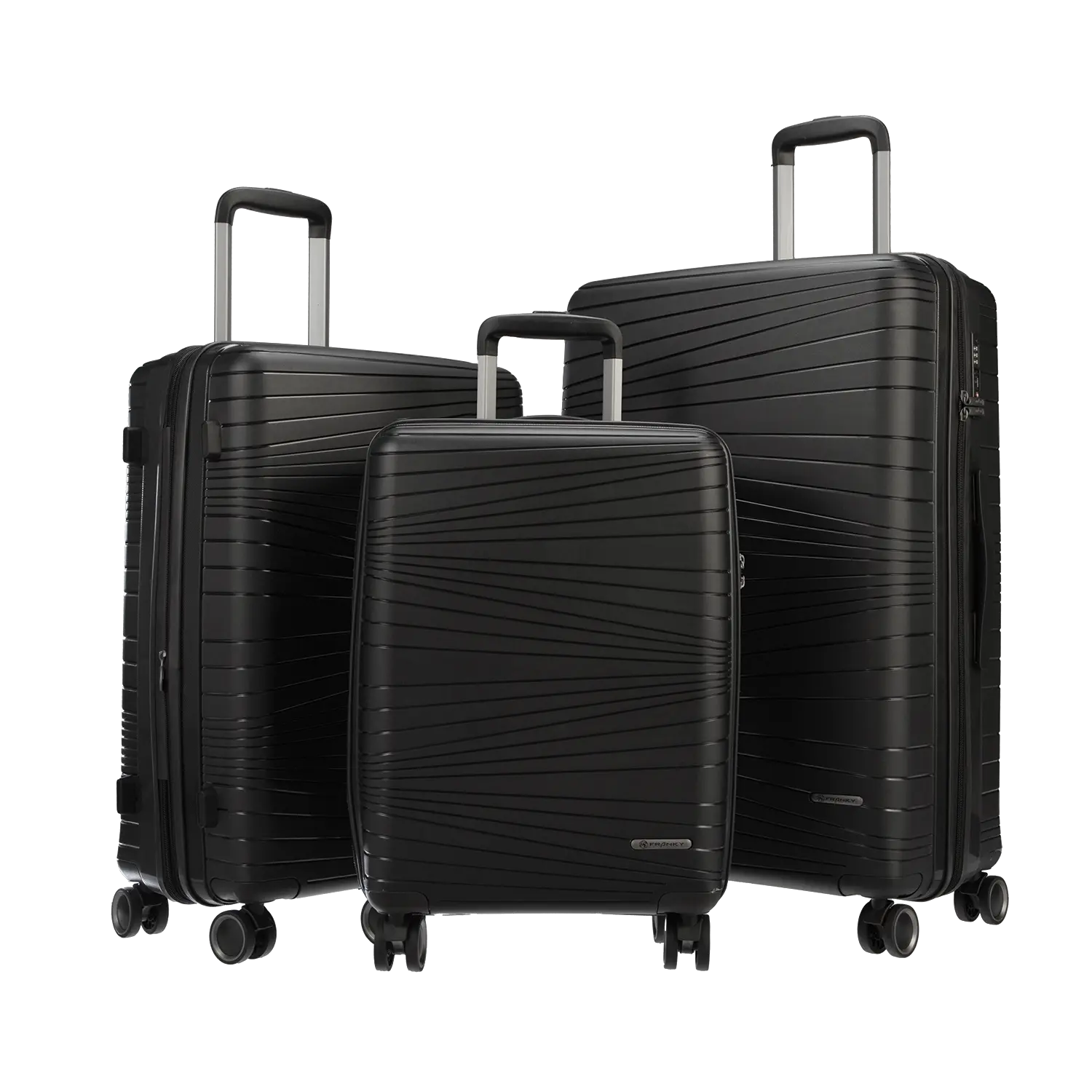 koffer-direkt.de PP14 4-Rollen Trolley Set S/M/L - Black