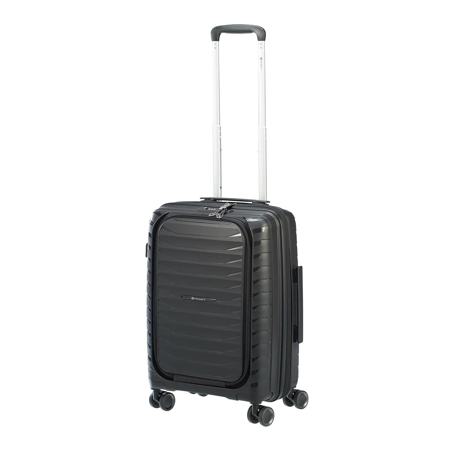 koffer-direkt.de PP15 Bordtrolley S in schwarz mit Vortasche