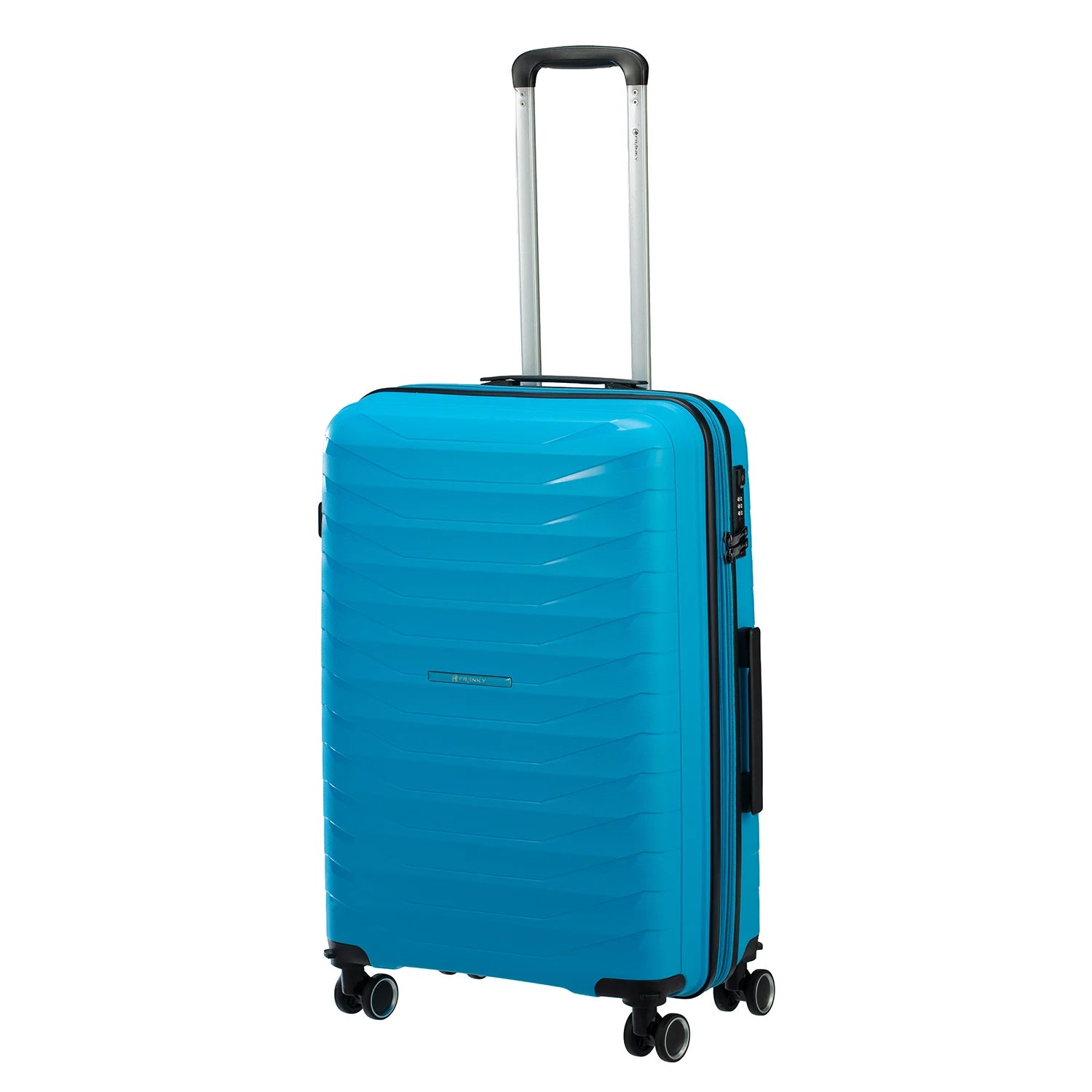 Franky PP15 Trolley M 68 cm in Light Blue - Frontansicht mit TSA-Zahlenschloss und 4 Spinner-Rollen