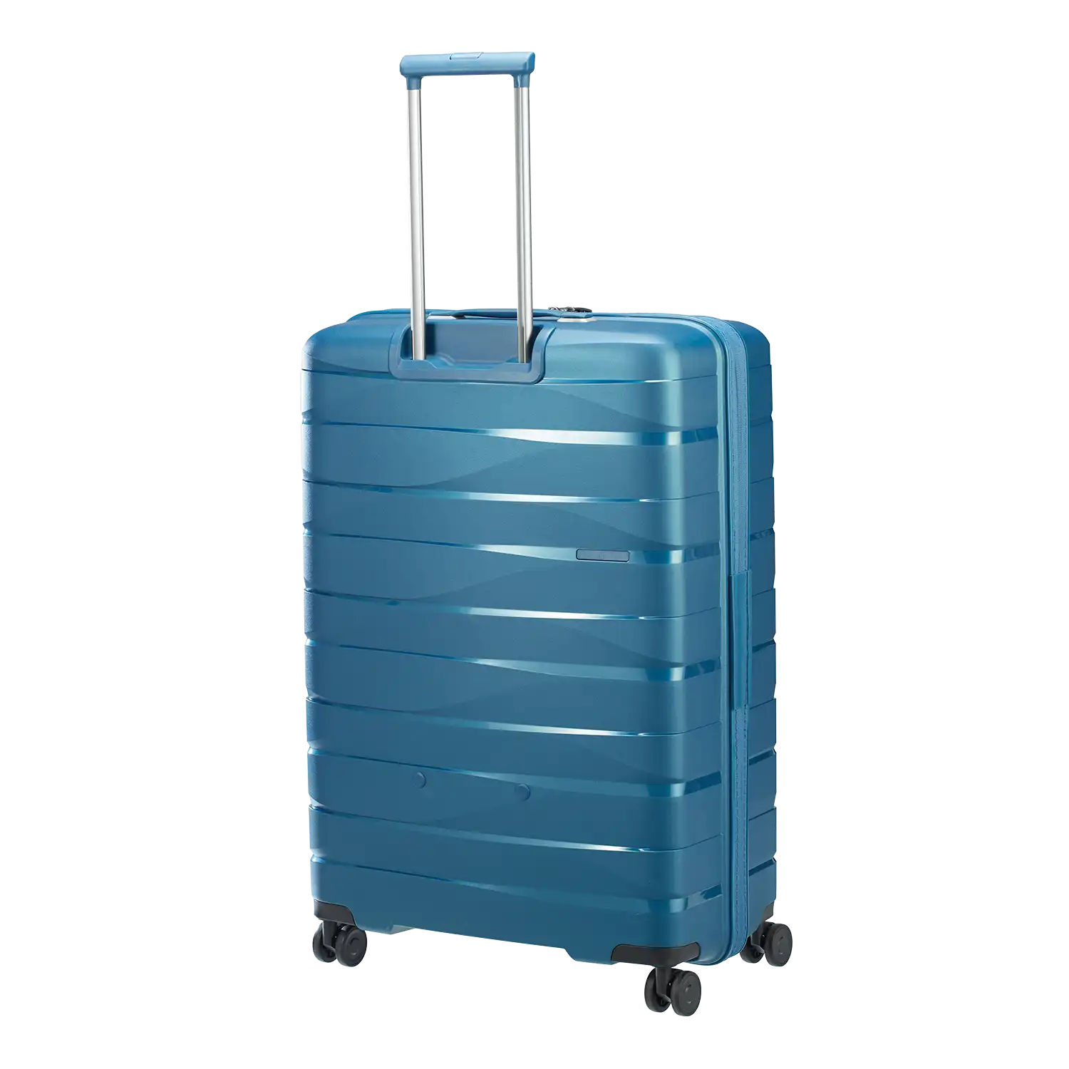 PP21 Hartschalenkoffer L blau Rückansicht - Großer Trolley 77x53x30cm mit Teleskopgriff