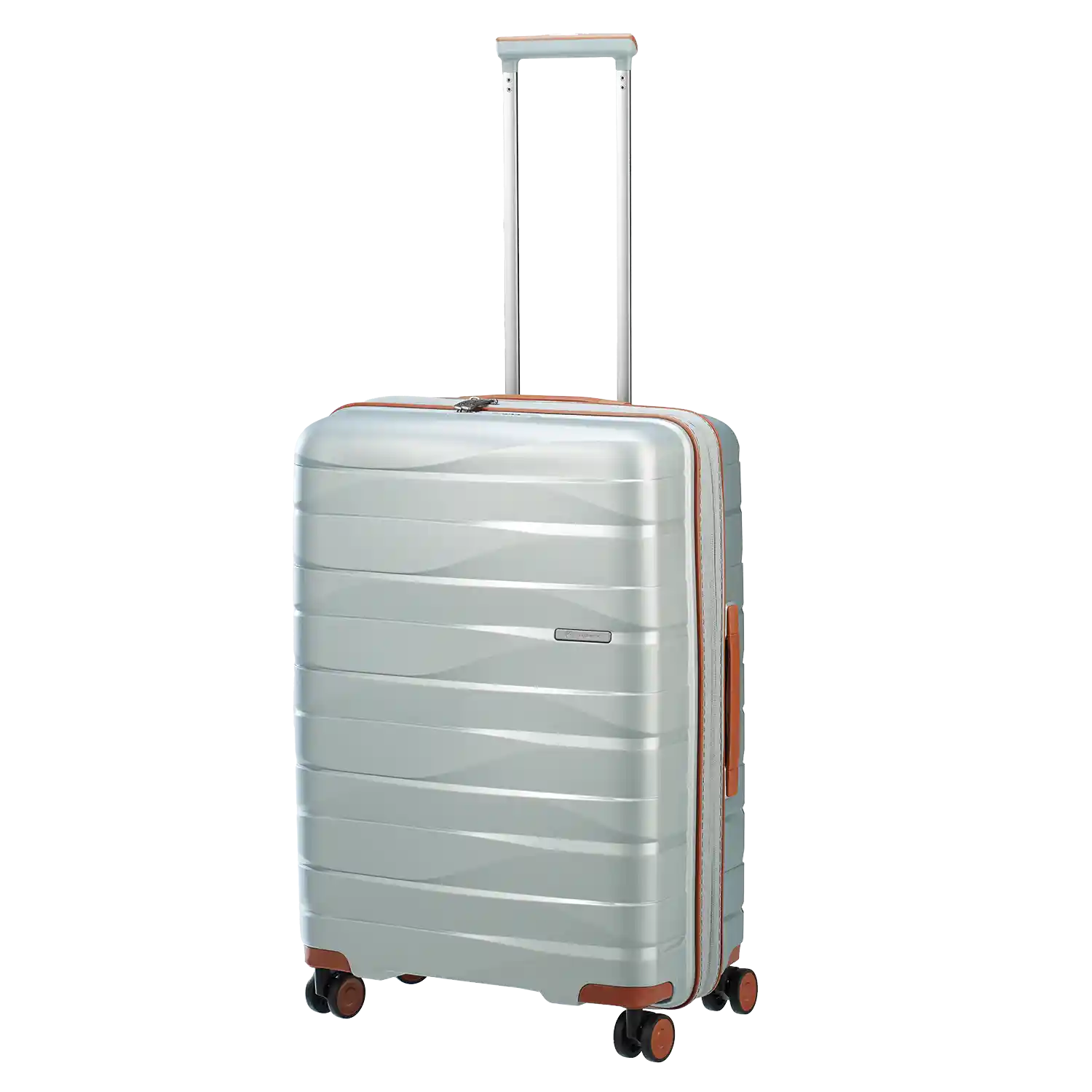 koffer-direkt.de PP21 4-Rollen Trolley M 67 cm Silver Metallic – eleganter Hartschalenkoffer für Reisen