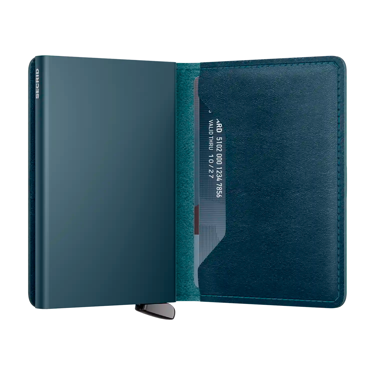 Innenansicht Secrid Premium Kollektion Slimwallet Basco Teal 10 cm mit Cardprotector