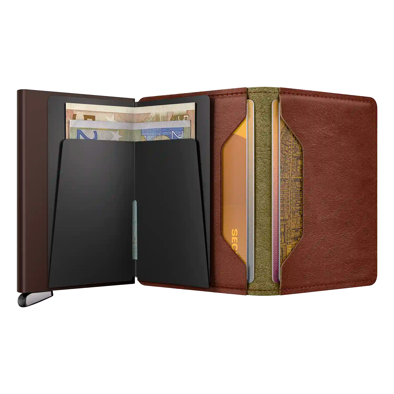 nnenansicht Secrid Premium Kollektion Slimwallet Basco Whiskey 10 cm mit Cardprotector