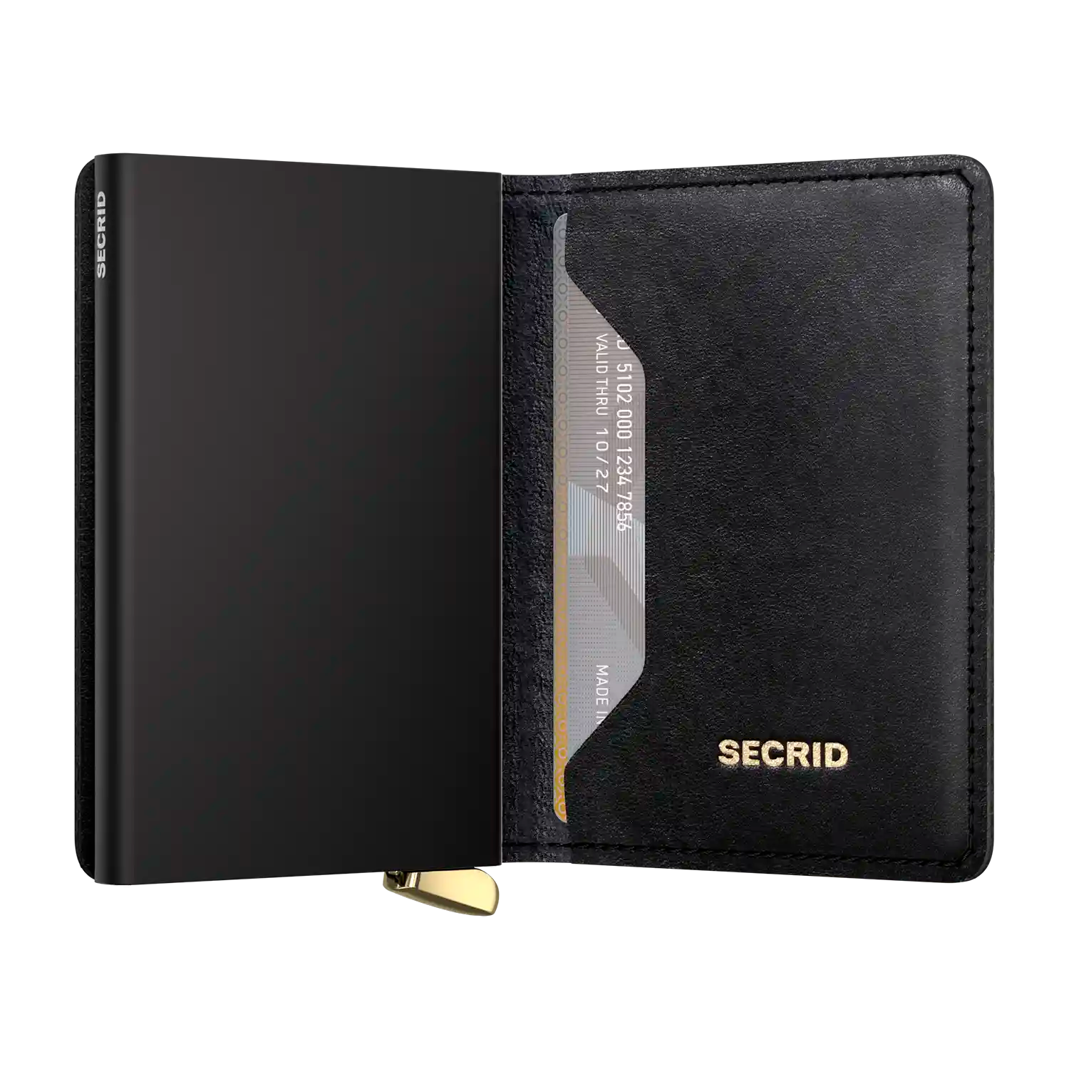 Innenansicht Secrid Premium Kollektion Slimwallet Emboss Diamond Black 10 cm mit Cardprotector