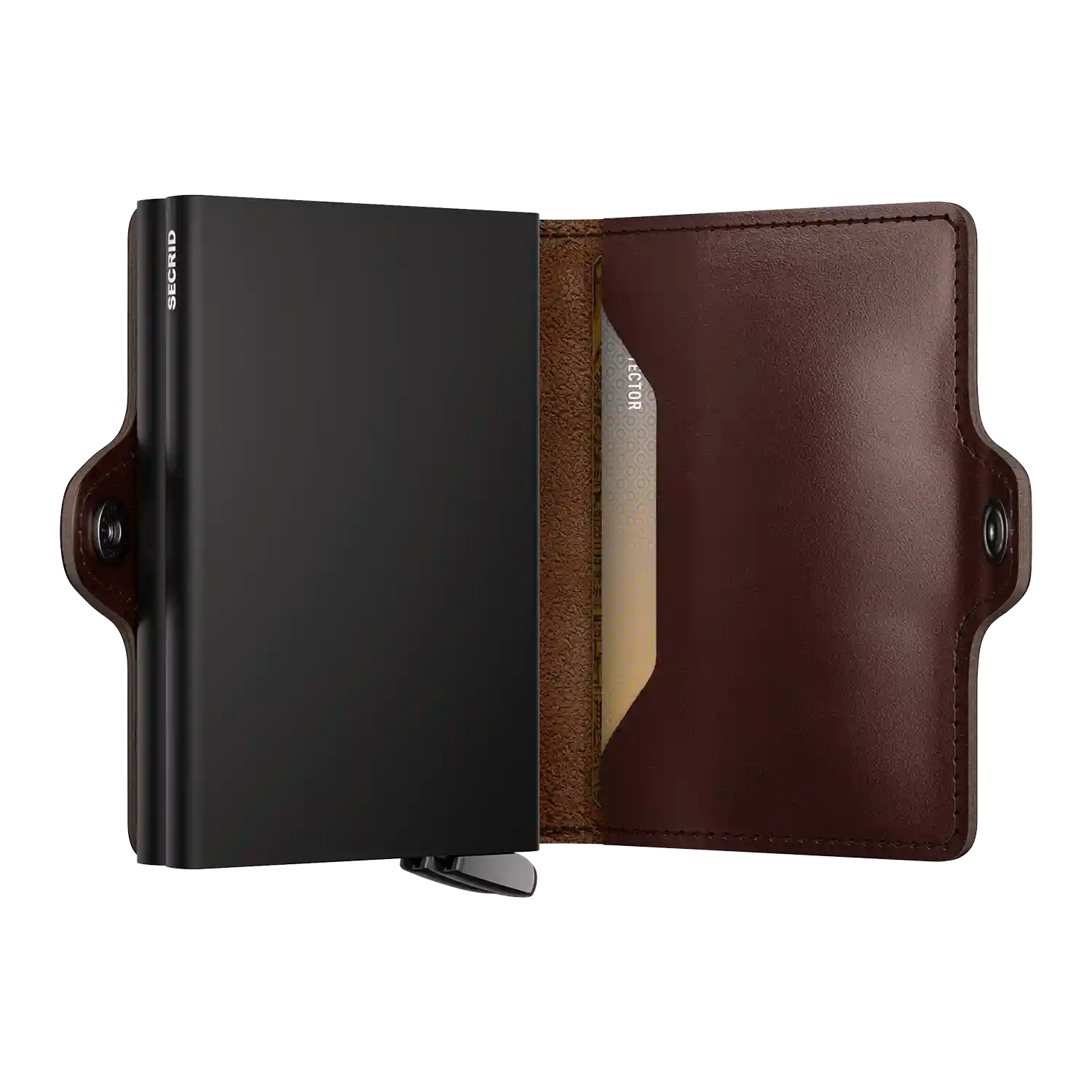 Innenansicht Secrid Premium Kollektion Twinwallet Dusk 10 cm Dark Brown mit zwei Cardprotectors