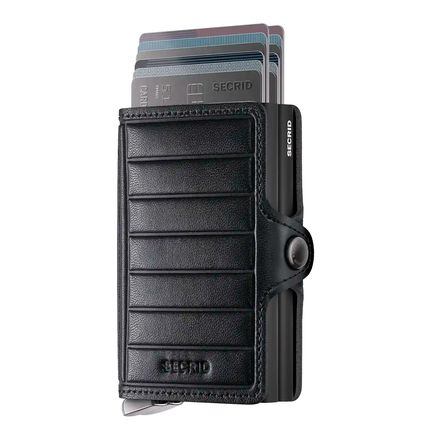 Secrid Twinwallet Emboss Lines Black Premium Kollektion 10 cm Wallet aus geprägtem Leder