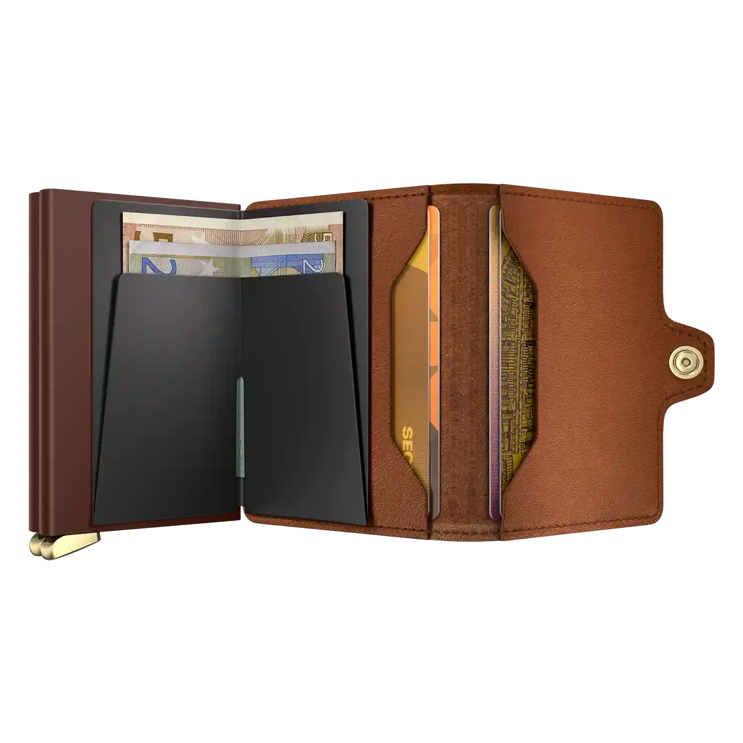 Exklusives Twinwallet Secrid Emboss Lines Cognac Premium Wallet für Karten und Bargeld