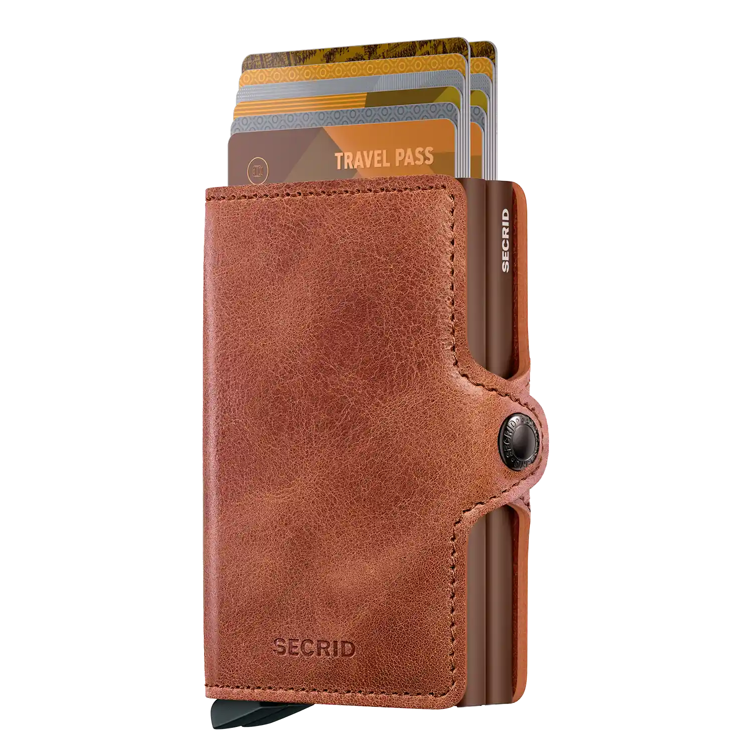 Secrid Twinwallet Vintage 10 cm braun im Alltag, handliches Format