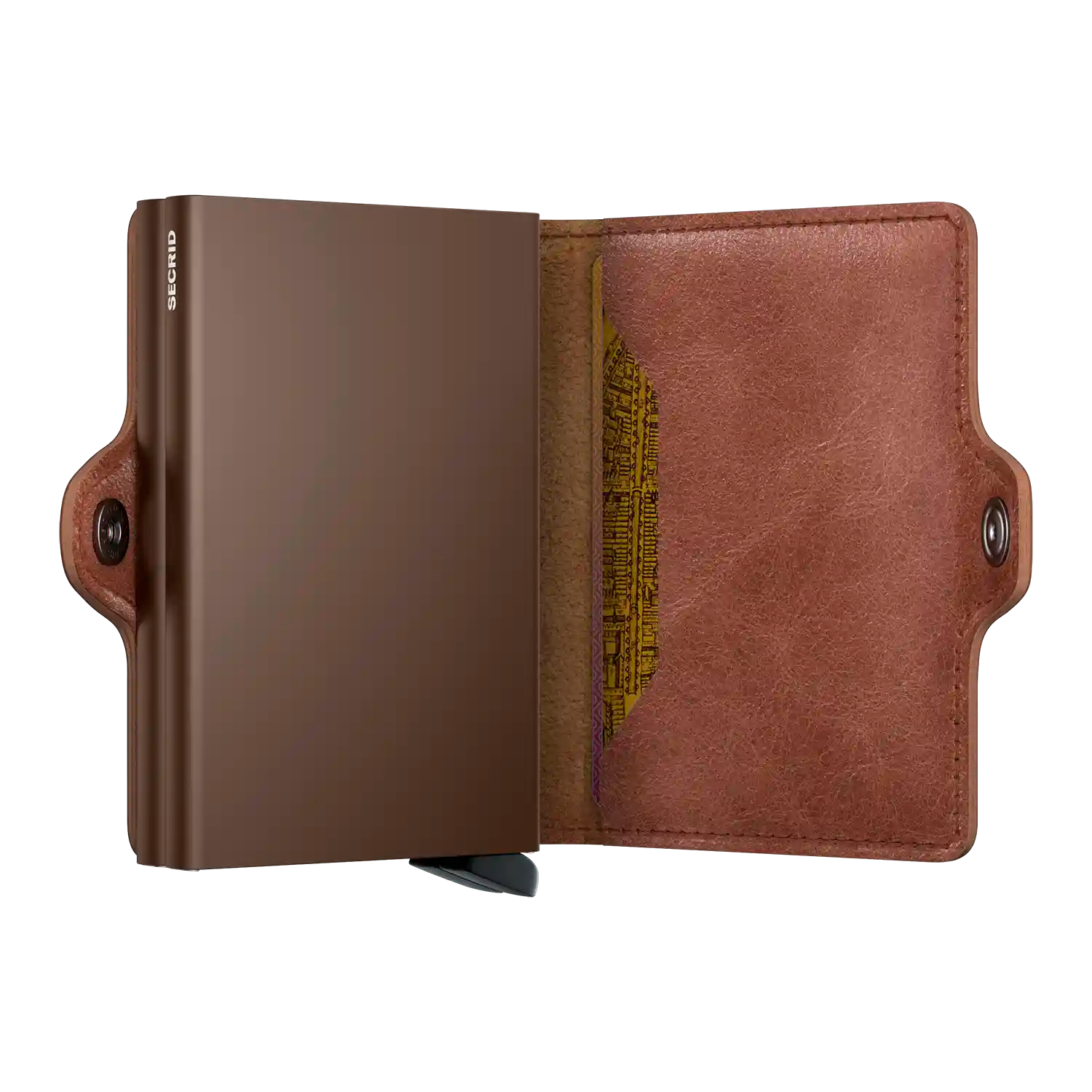Secrid Twinwallet Vintage Cognac-Brown geöffnet mit Kartenfächern