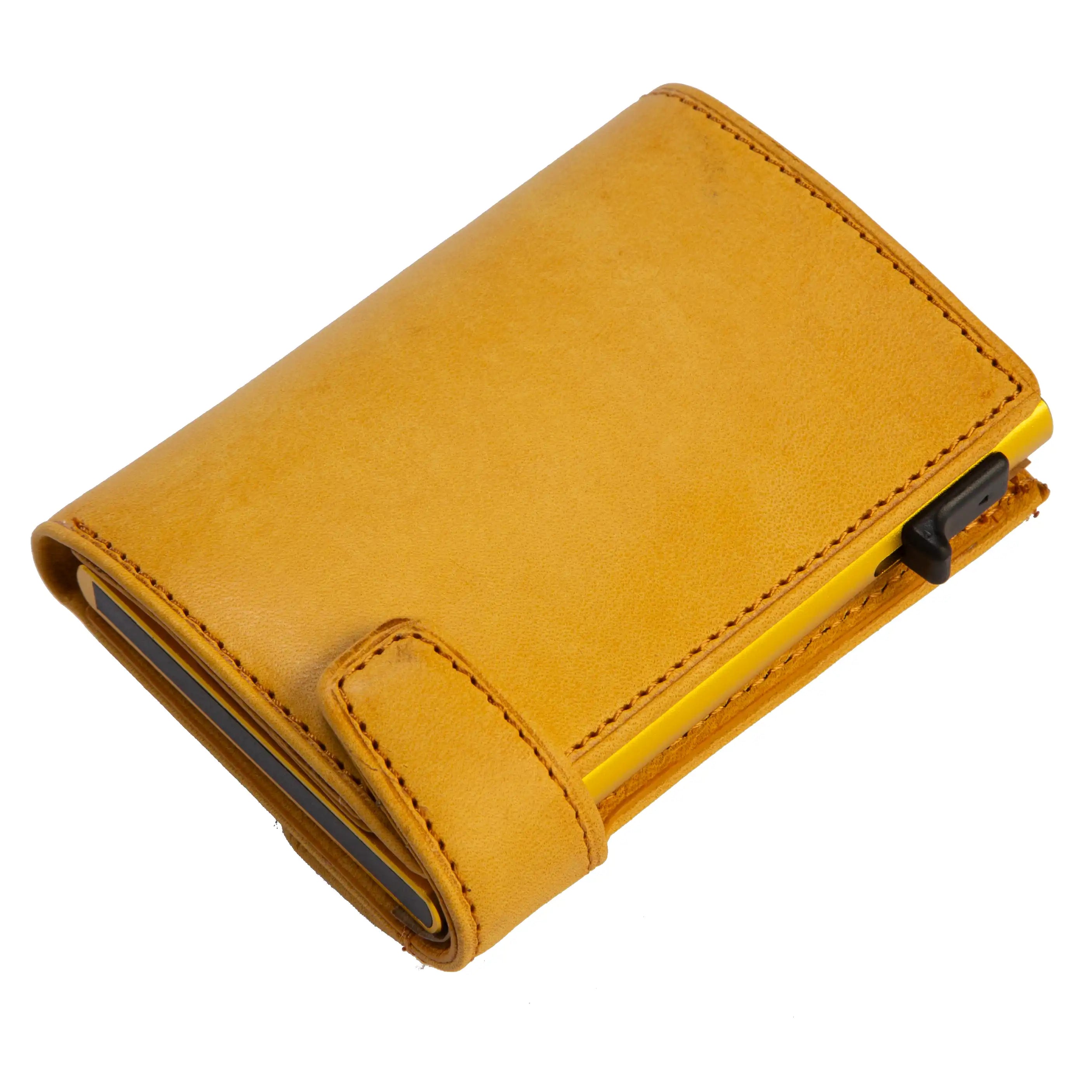 Tony Perotti Furbo Maya credit card holder with coin compartment 10 cm - Yellow