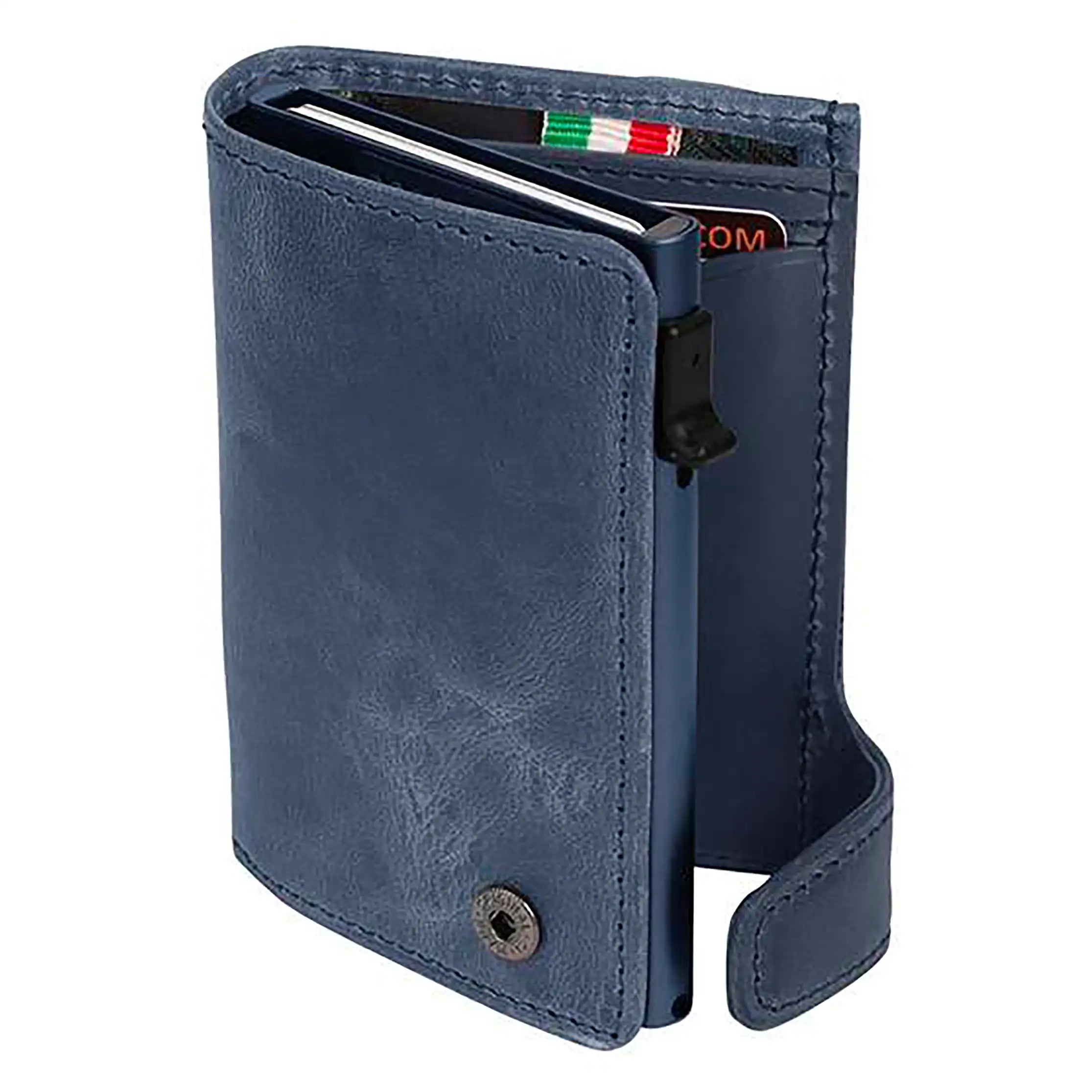 Tony Perotti Furbo Arno credit card holder with coin compartment 10 cm - Blue